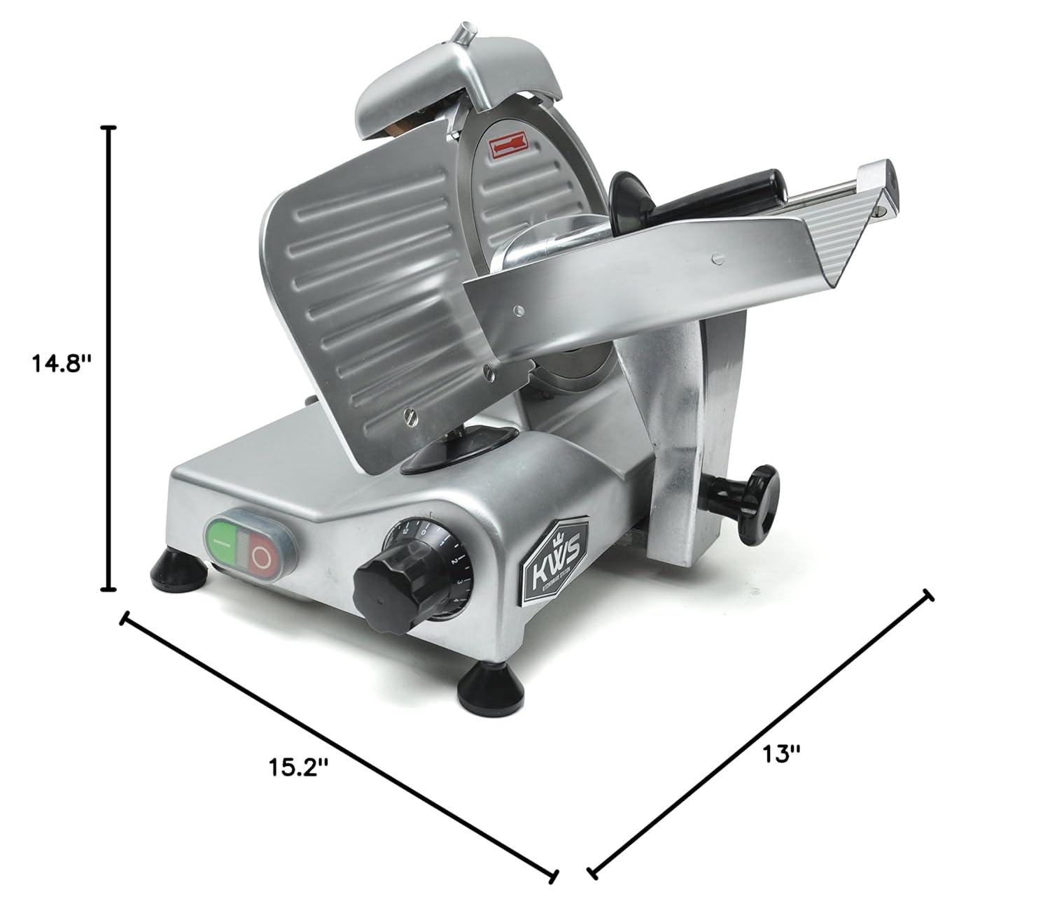 KWS KitchenWare Station KWS 200W Electric Meat Slicer 7.67 Stainless Steel Blade, Frozen Meat/ Deli Meat Slicer Low Noises