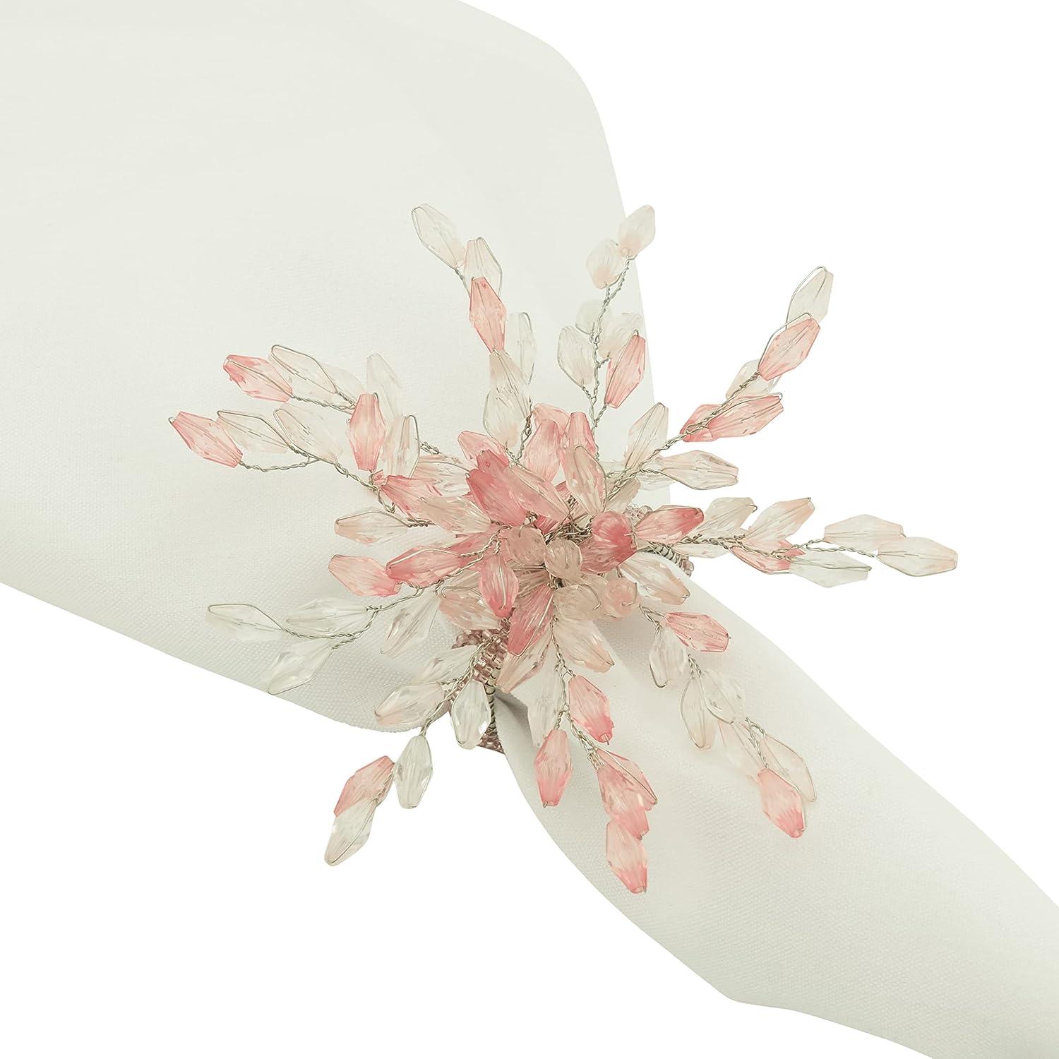 Saro Beaded Flower Napkin Ring (Set of 4)