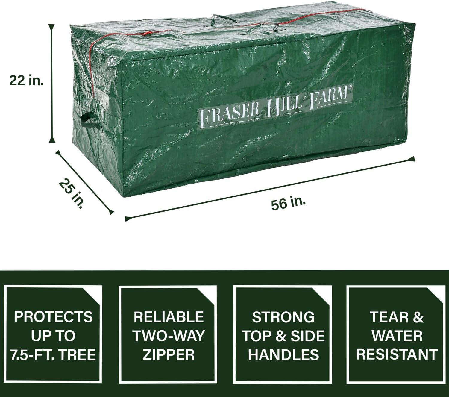 Fraser Hill Farm Christmas Tree Heavy Duty Storage Bag for Disassembled Artificial Trees up to 7.5 Feet Tall