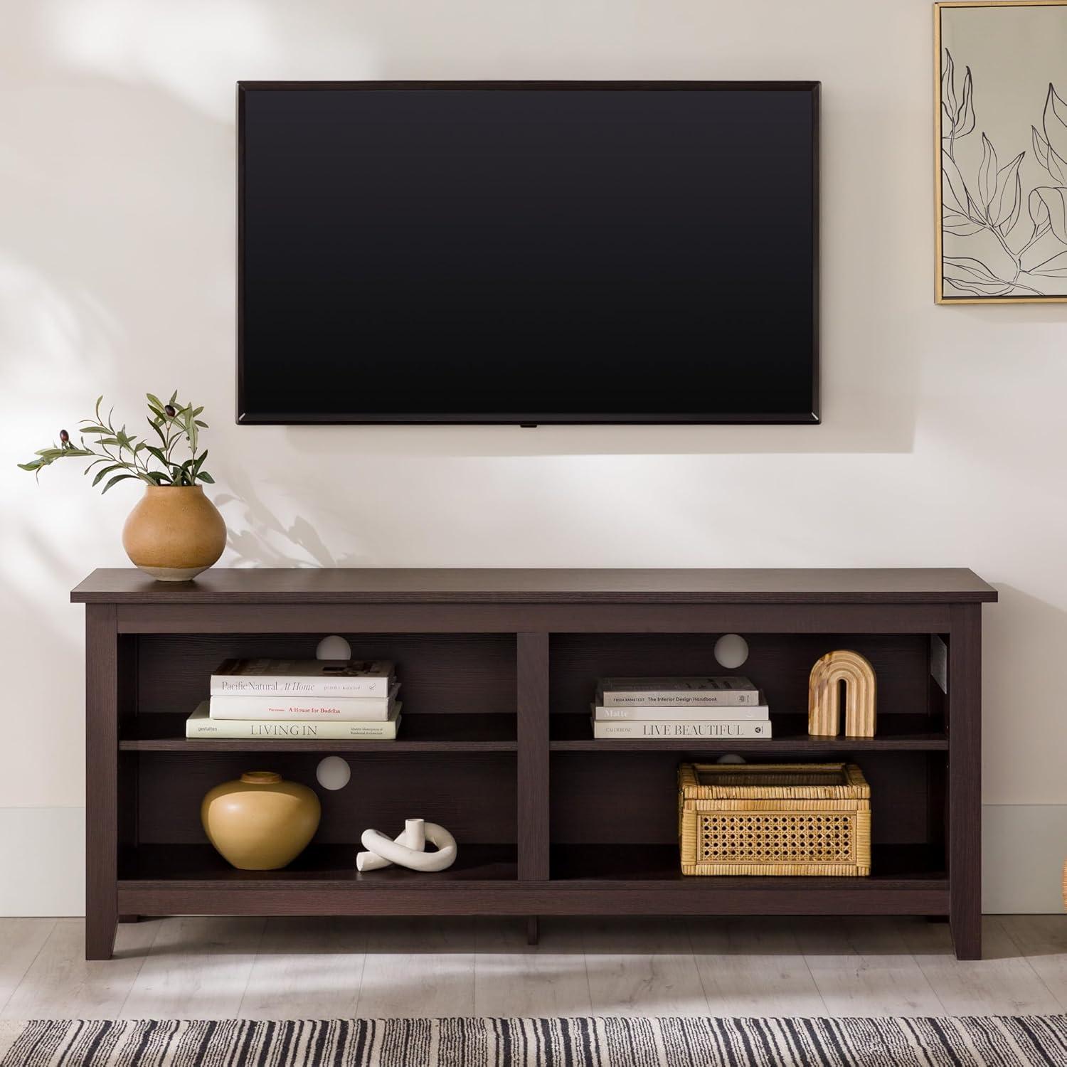 Espresso 58'' Freestanding MDF TV Stand with Adjustable Shelves