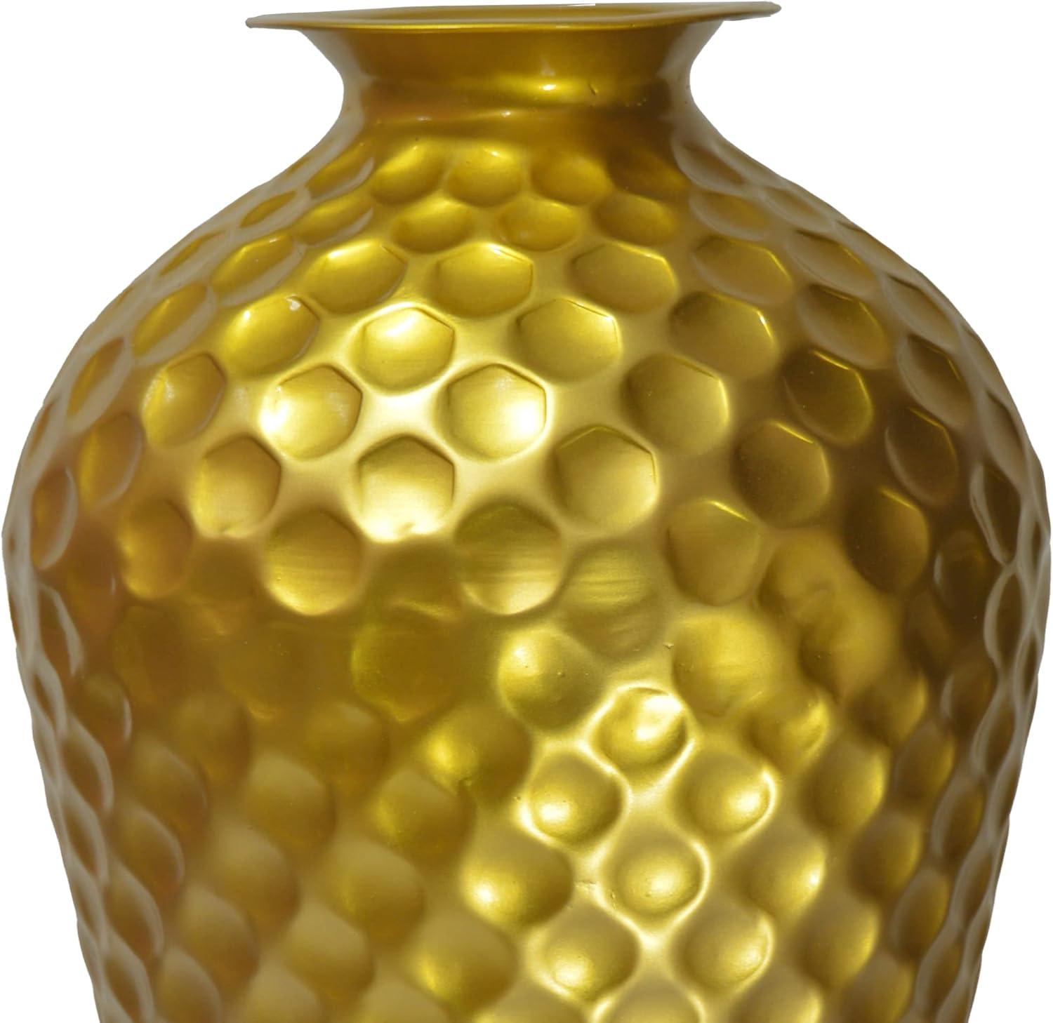 Uniquewise Decorative Bottle Shape Modern Gold Metal 25-Inch-Tall Honeycomb Hammered Design Floor Flower Vase for Entryway, Living Room or Dining Room