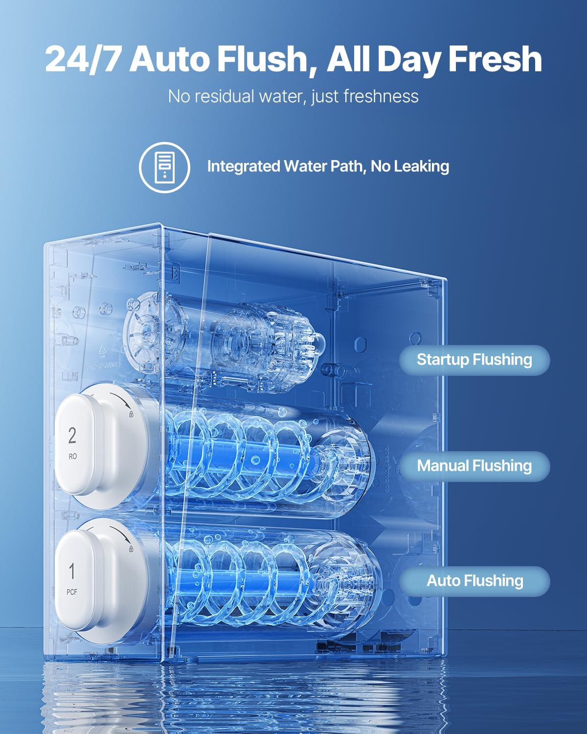 VEVOR Reverse Osmosis System, 800 GPD 8-stage Tankless Reverse Osmosis Water Filter, NSF Certified TDS Reduction, Under Sink Water Filtration System with Smart Display Faucet, 2:1 Pure to Drain Ratio