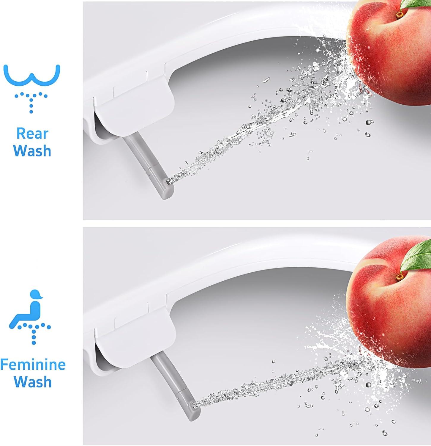 Elongated Bidet Toilet Seat With Quiet-Close, Fit Elongated Toilet Seat, White