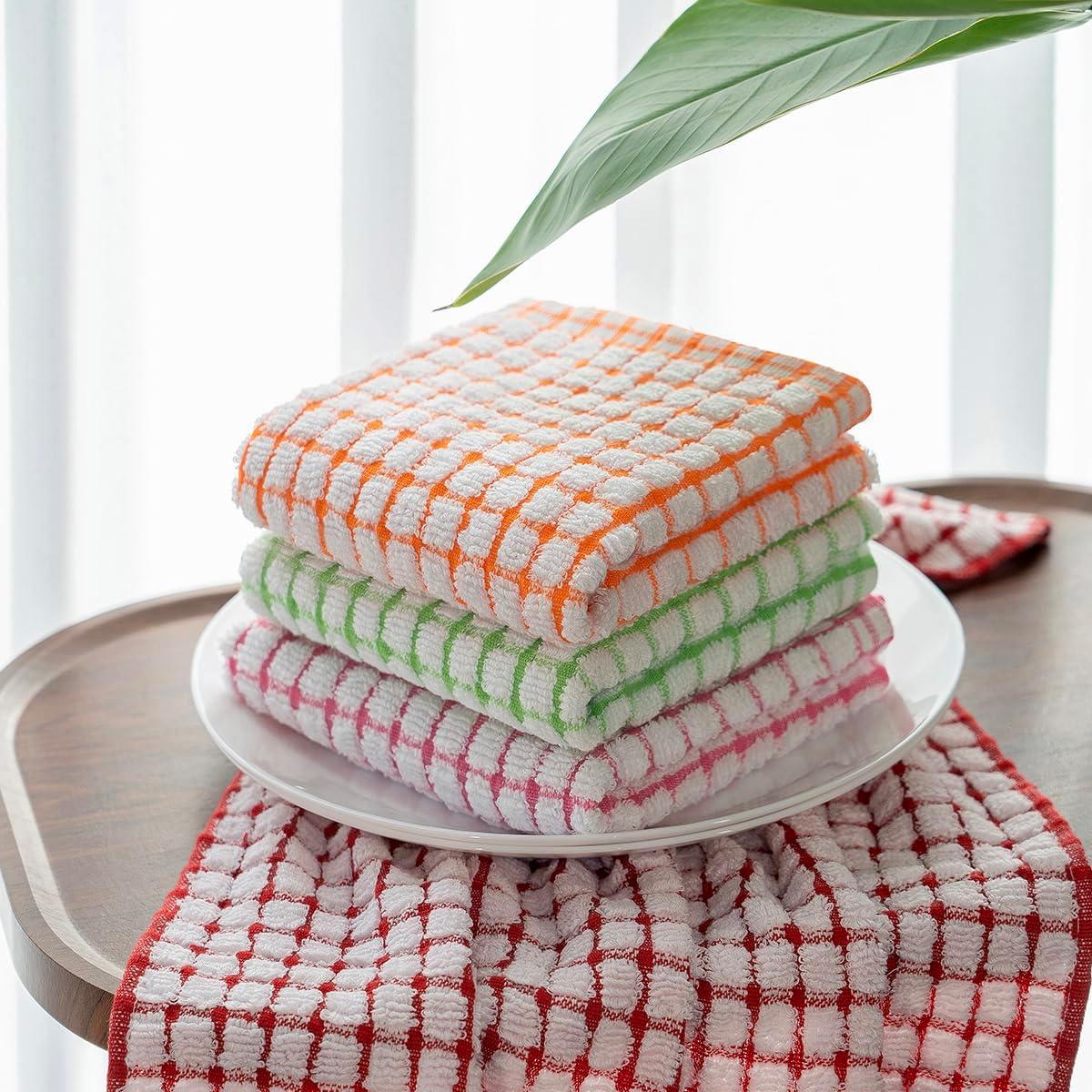 Laegsmetg Kitchen Dish Towels, 16 Inch X 25 Inch Bulk Cotton Kitchen Towels and Dishcloths Set, 6 Pack Dish Cloths for Washing Dishes Dish Rags for Drying Dishes Kitchen Wash