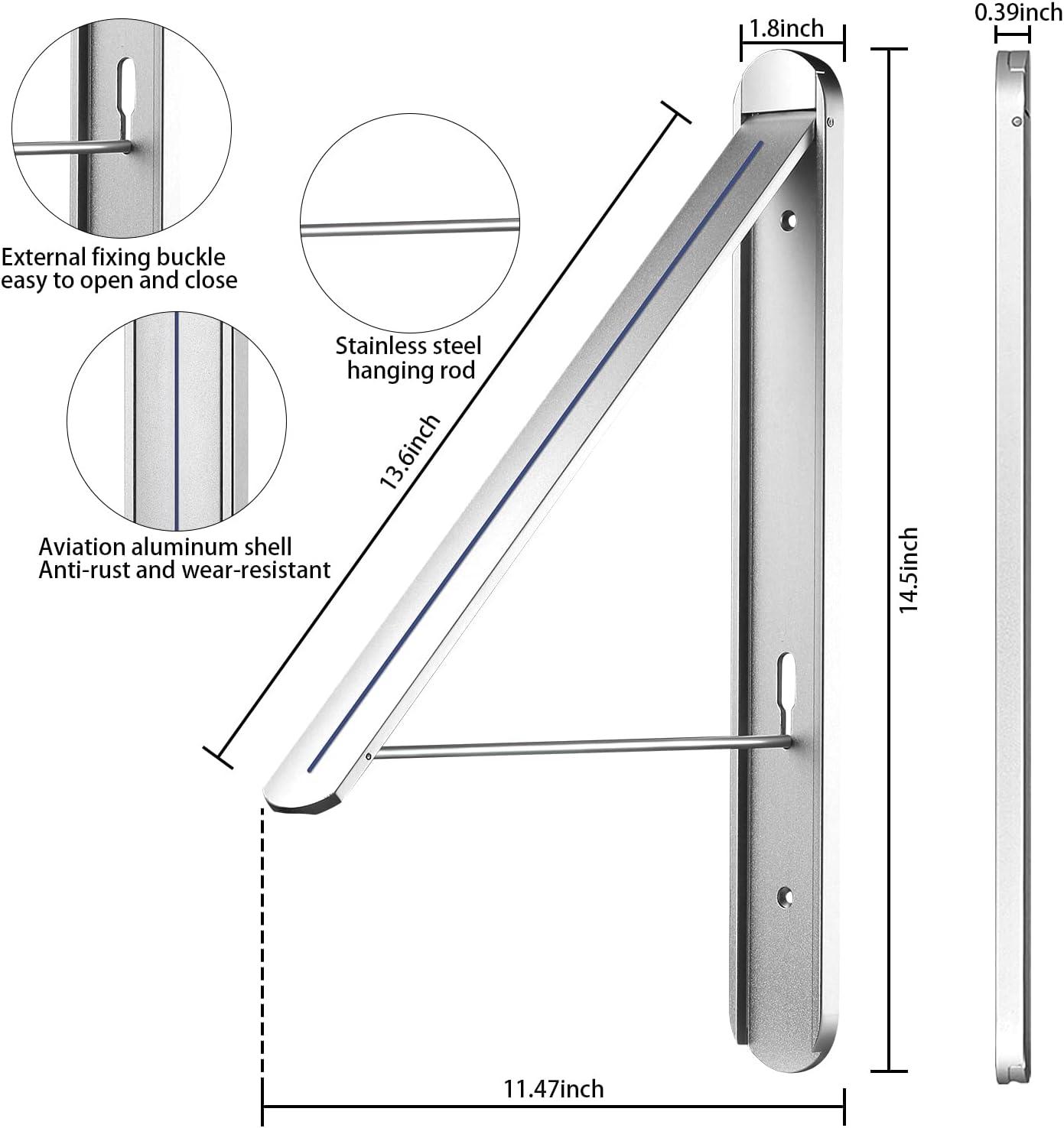 Silver Aluminum Wall-Mounted Folding Drying Rack