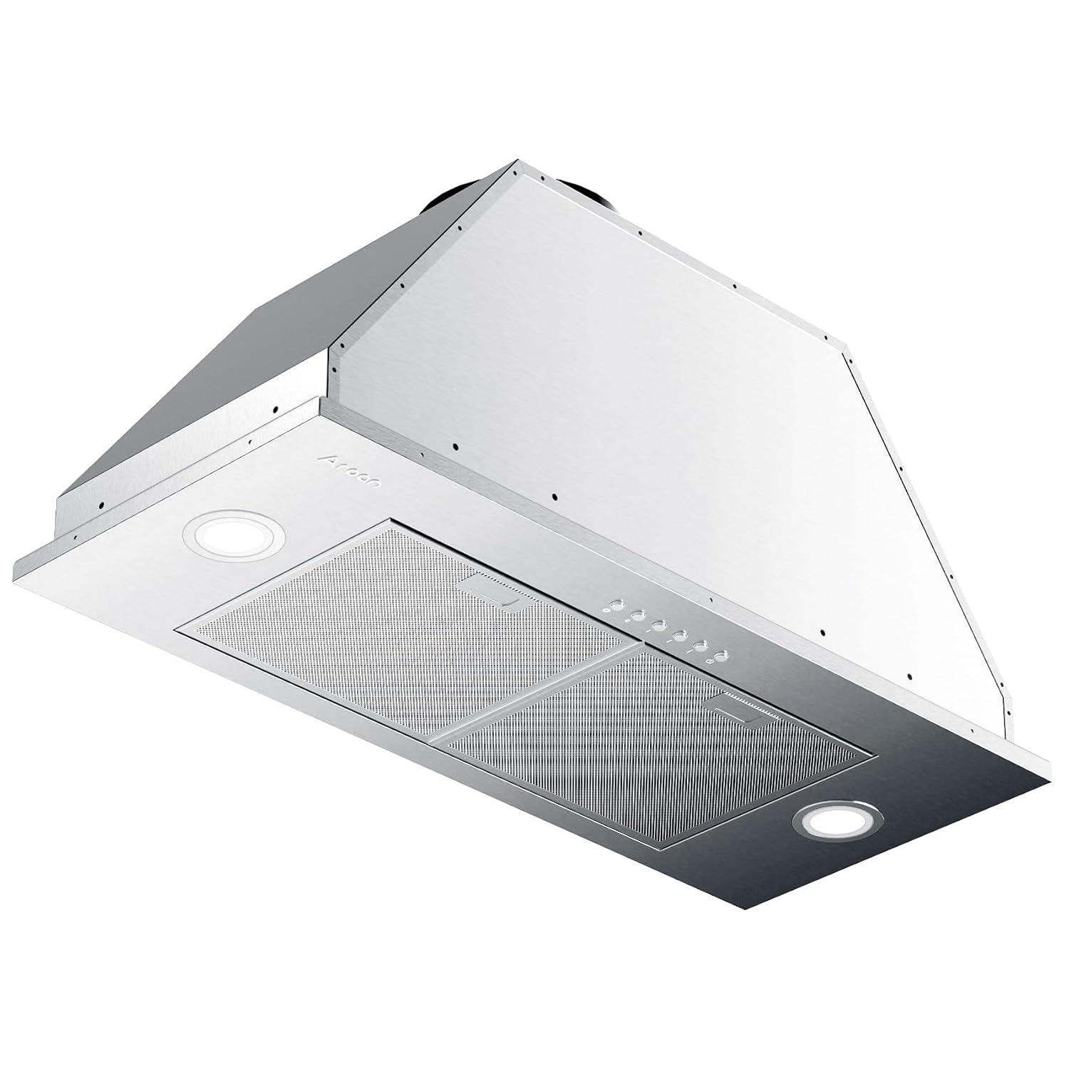 Range Hood Insert 36, AROAN Built-in Range Hood with Ducted/Ductless Convertible, Stainless Steel Vent Hood for Kitchen with 900 CFM, 4 Speed Soft Touch Switch, Aluminum Filters, Carbon Filter(B0136A)