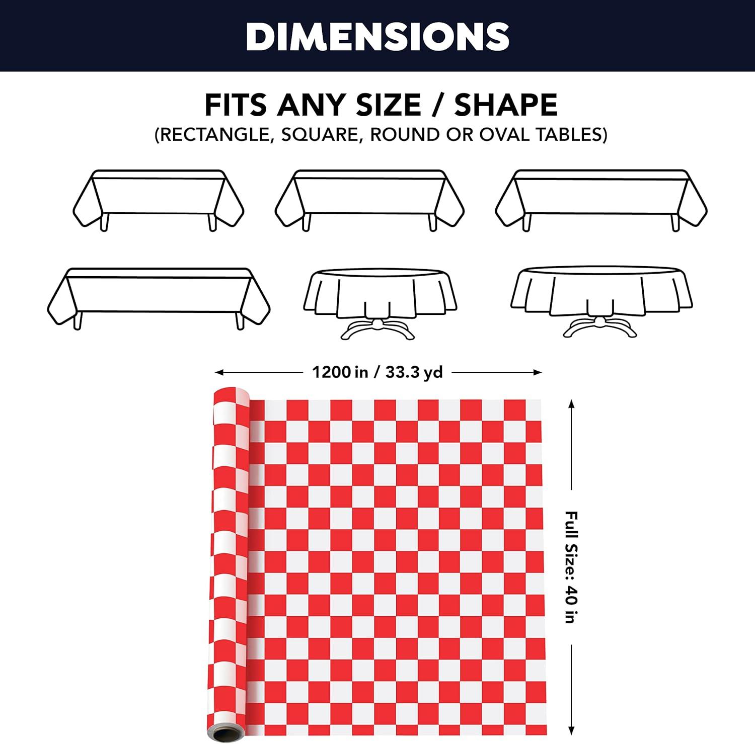 Red and White Checkered Plastic Table Roll