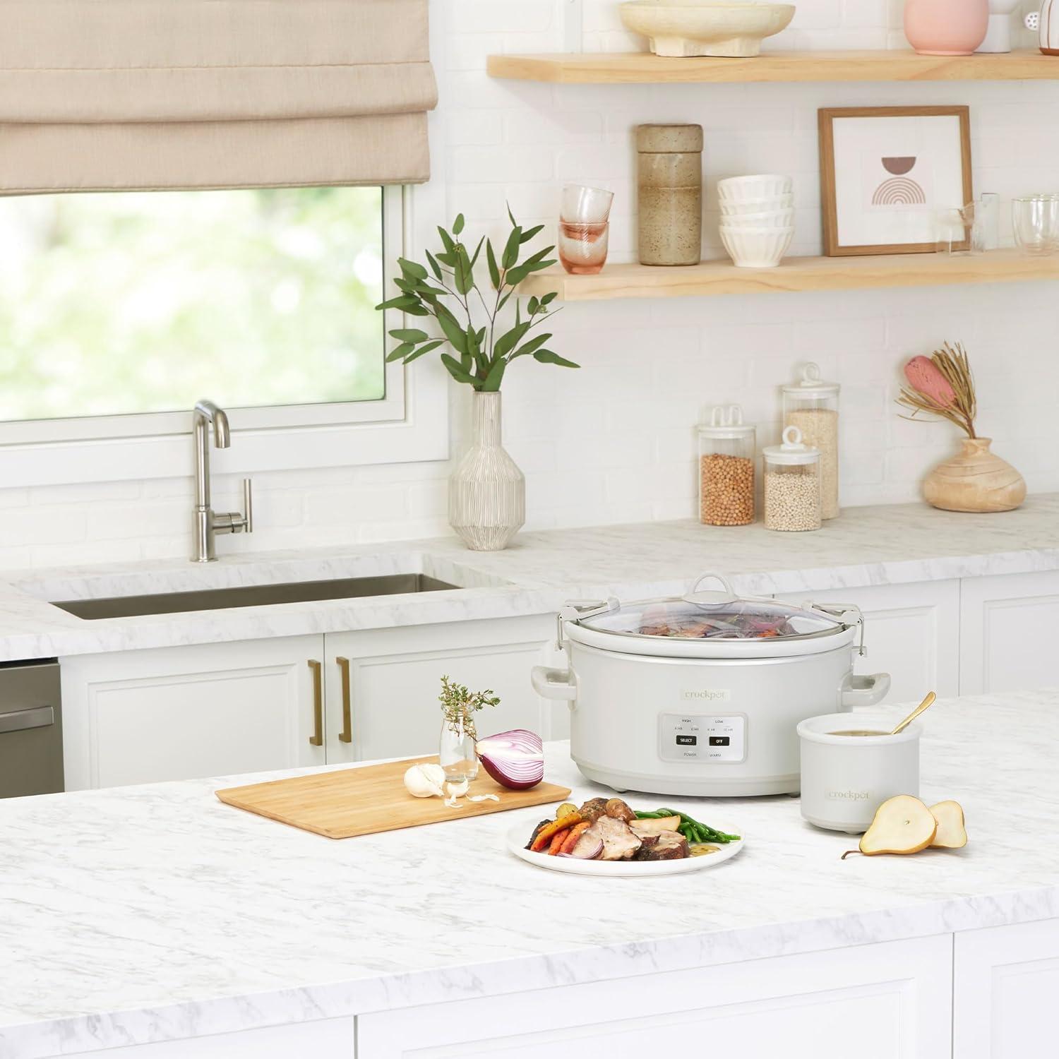 Crockpot 7-Quart Programmable Slow Cooker with Locking Lid and Little Dipper Food Warmer