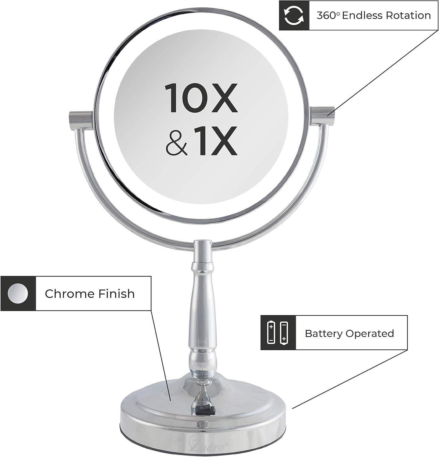 Zadro LED Lighted Makeup Mirrors for Women w/ Magnification & Cordless