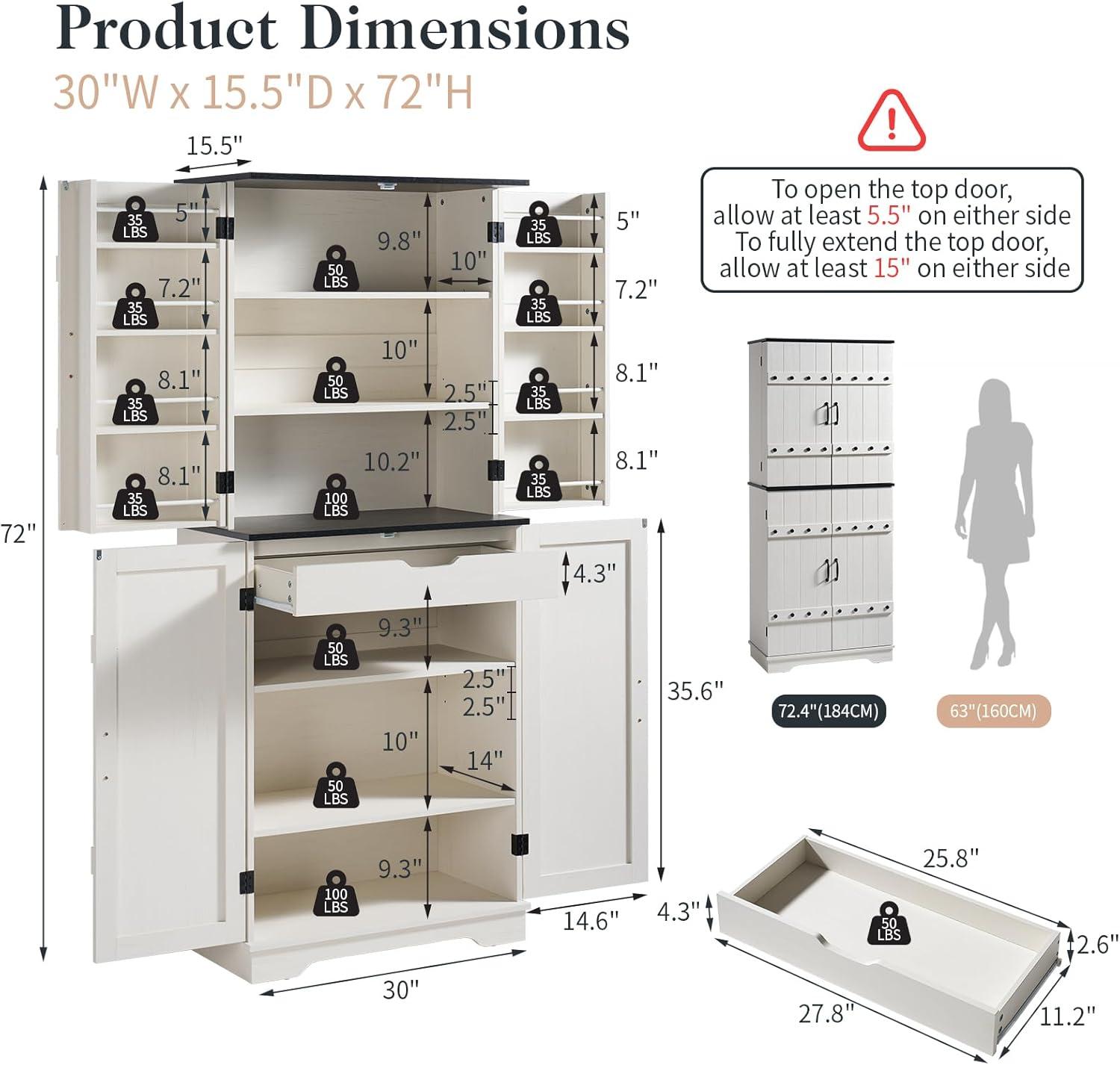 Gracie Oaks 72" Tall Farmhouse Kitchen Pantry