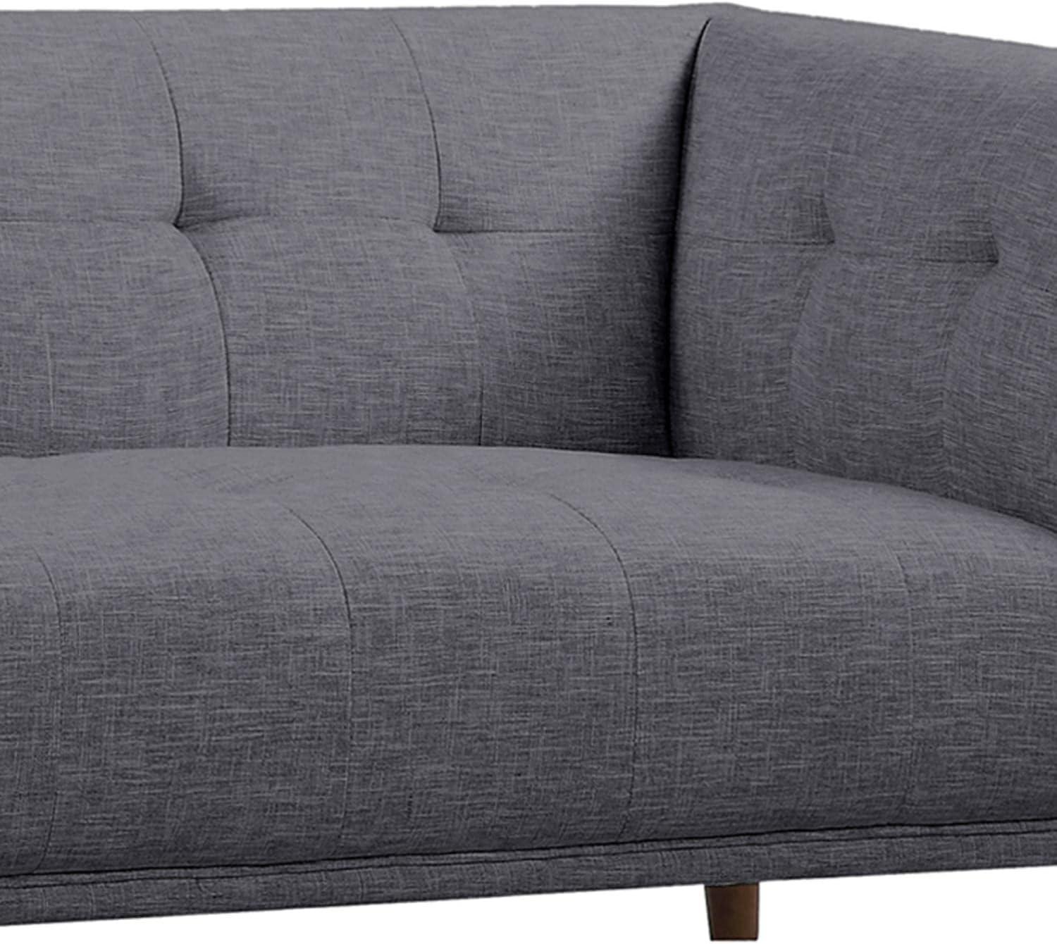 Hudson Compact Gray Linen Loveseat with Walnut Wood Legs