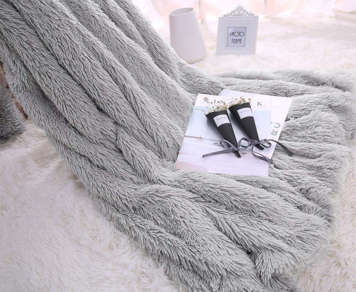 Gray Reversible Sherpa Faux Fur Throw Blanket 50''x60''