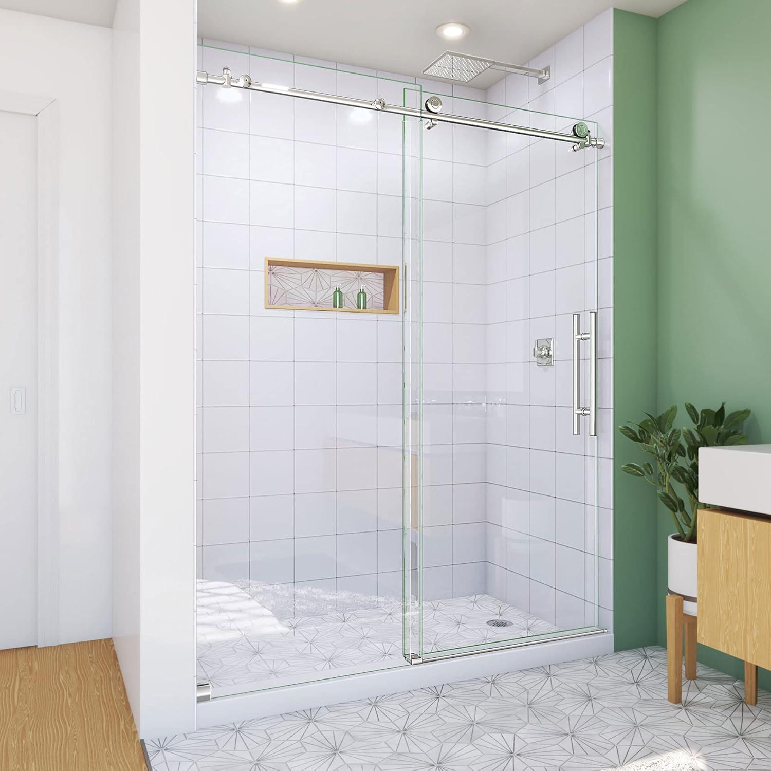 Enigma-X 56-60" Frameless Sliding Shower Door with Clear Glass