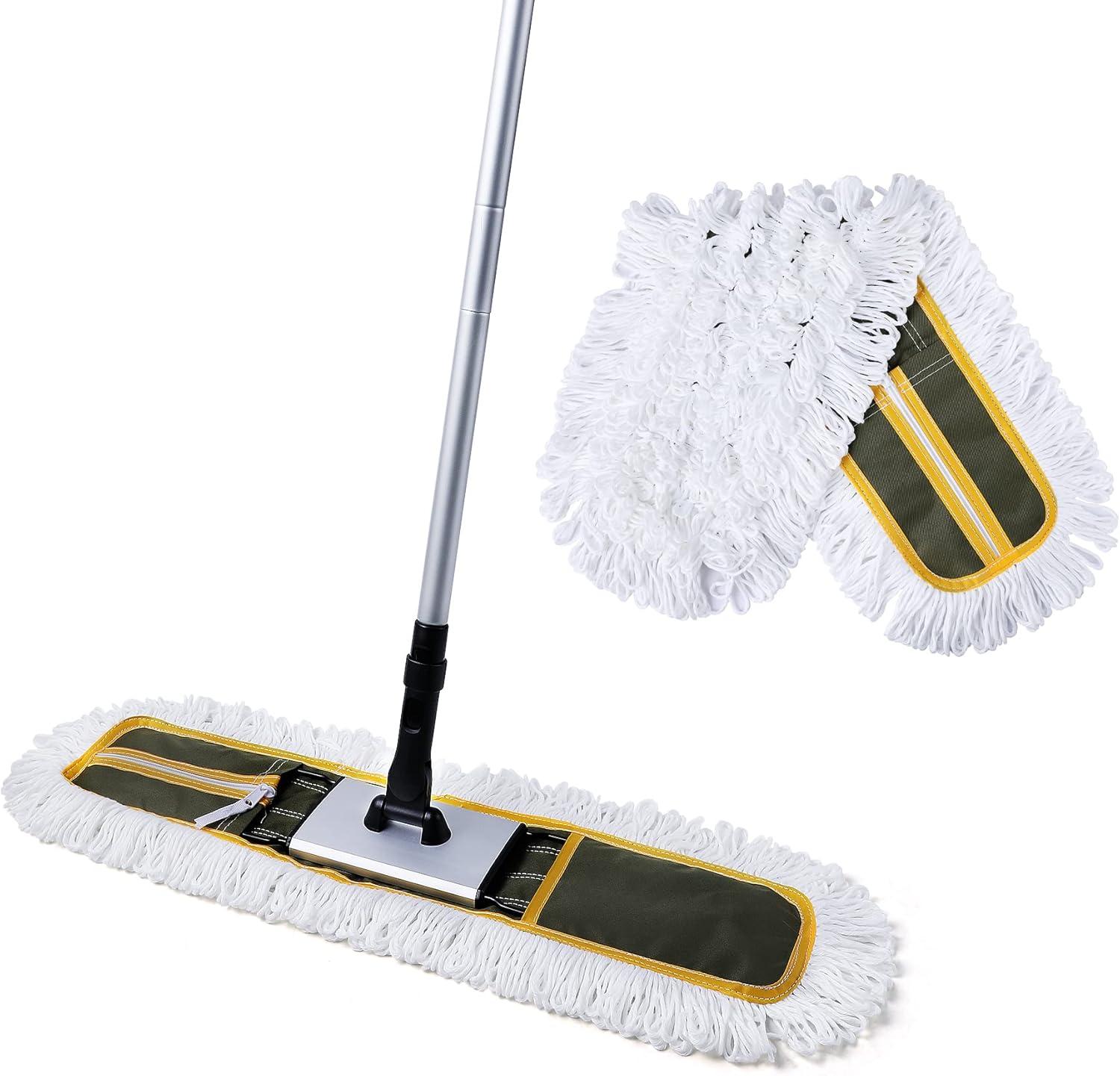 24" Green Microfiber Commercial Dust Mop with Extendable Handle