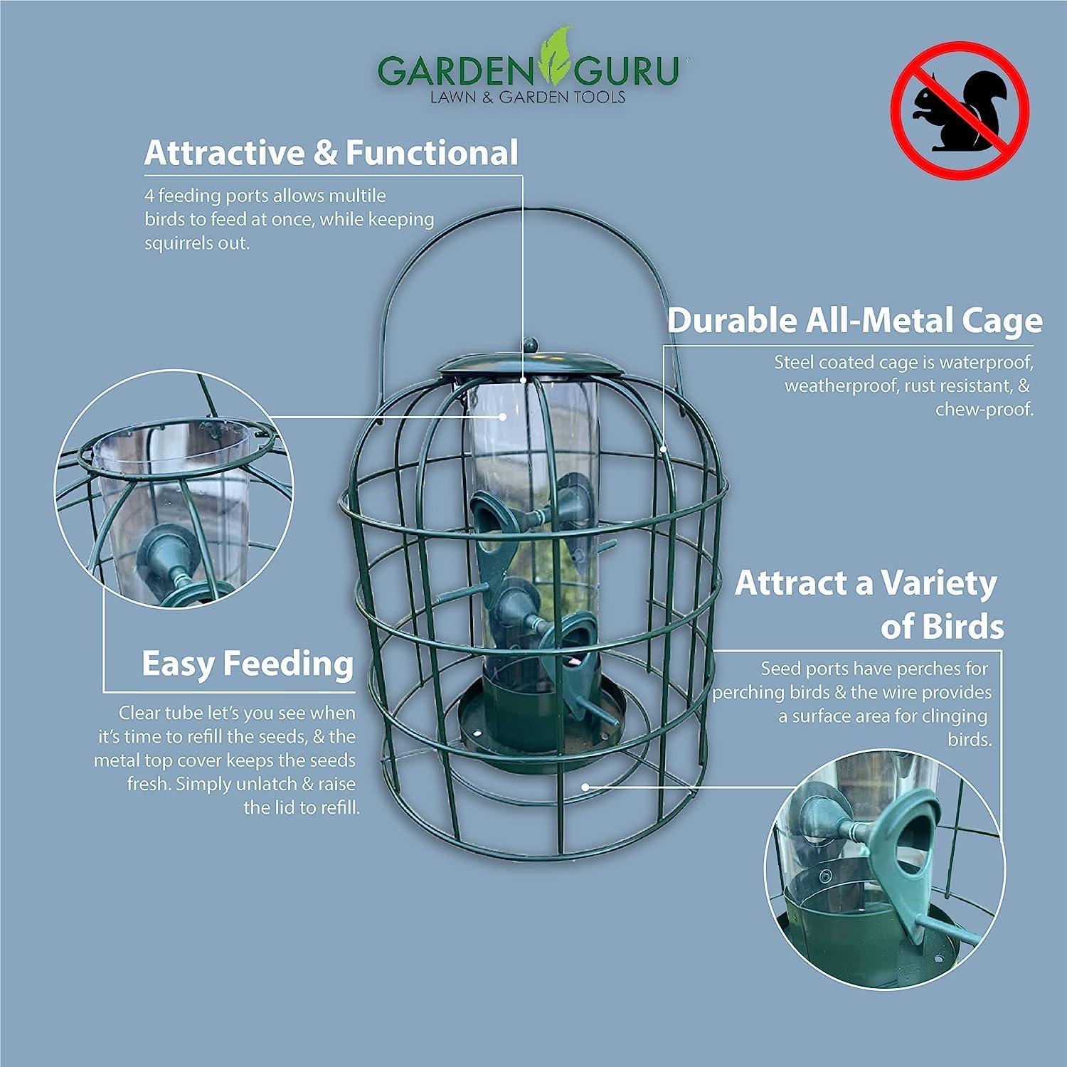 Green Metal Squirrel Resistant Hanging Tube Bird Feeder