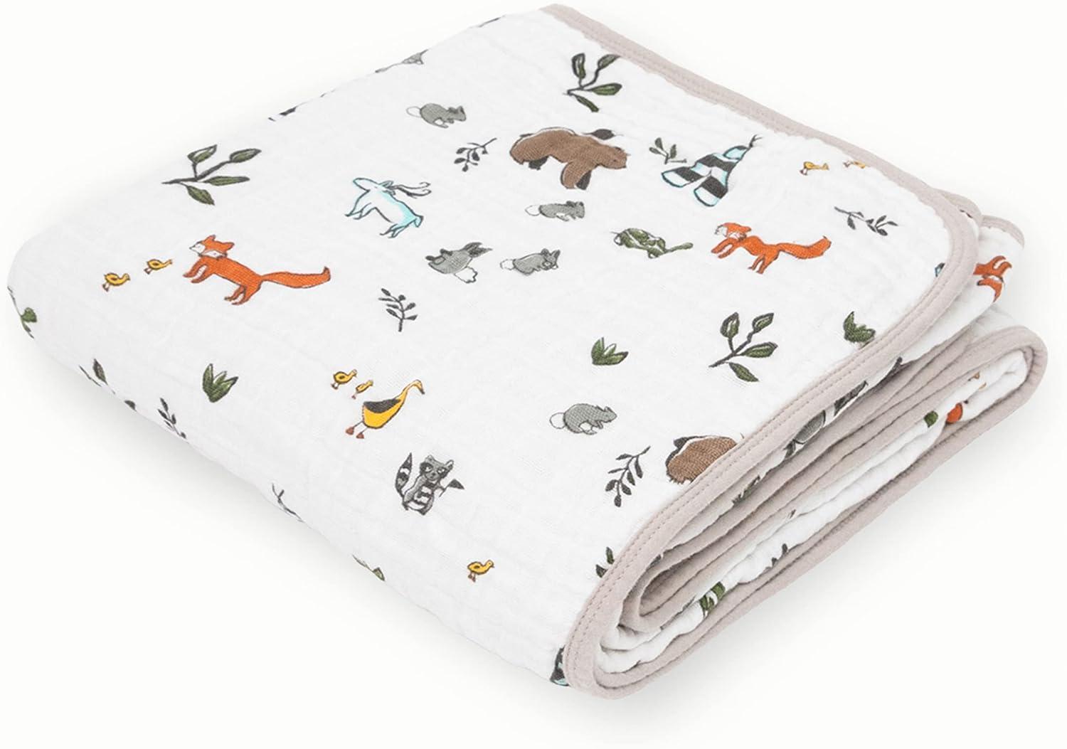 Forest Friends Black Cotton Muslin Quilt for Babies & Toddlers