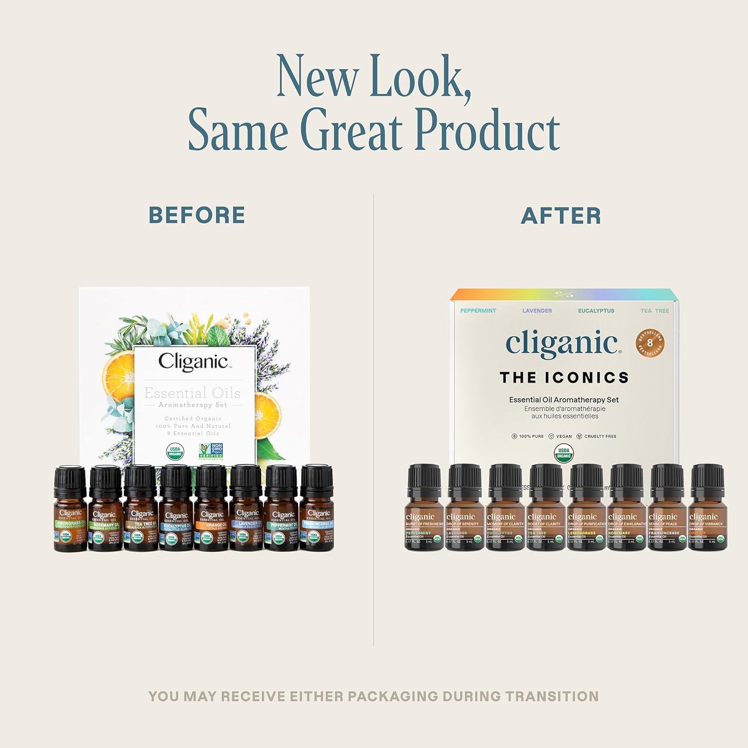 Cliganic Organic Aromatherapy Set - Top 8 Essential Oils - 8x0.17oz