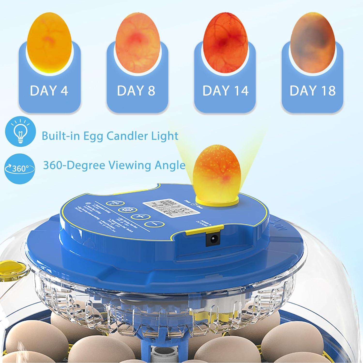 18 Egg Incubators for Hatching Eggs,Egg Incubator with Precise Humidity & Temperature Control,Incubators for Auto Egg Turning,Auto Water Add,Egg Candler,Applicable to Chicken,Goose,Duck,Quail