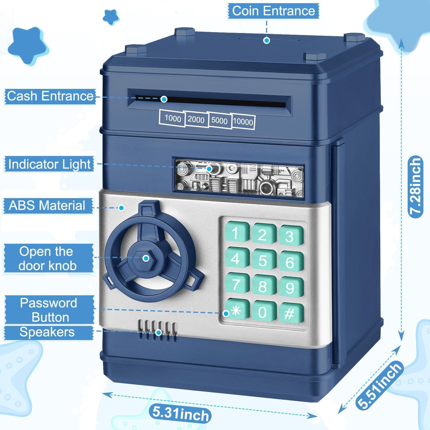 Lvelia Piggy Bank Cash Coin Can ATM Bank Electronic Coin Money Bank for Kids, Money Savings Box Large ATM Coin Bank Toys Gifts for 3-12 Year Old Boys Girls