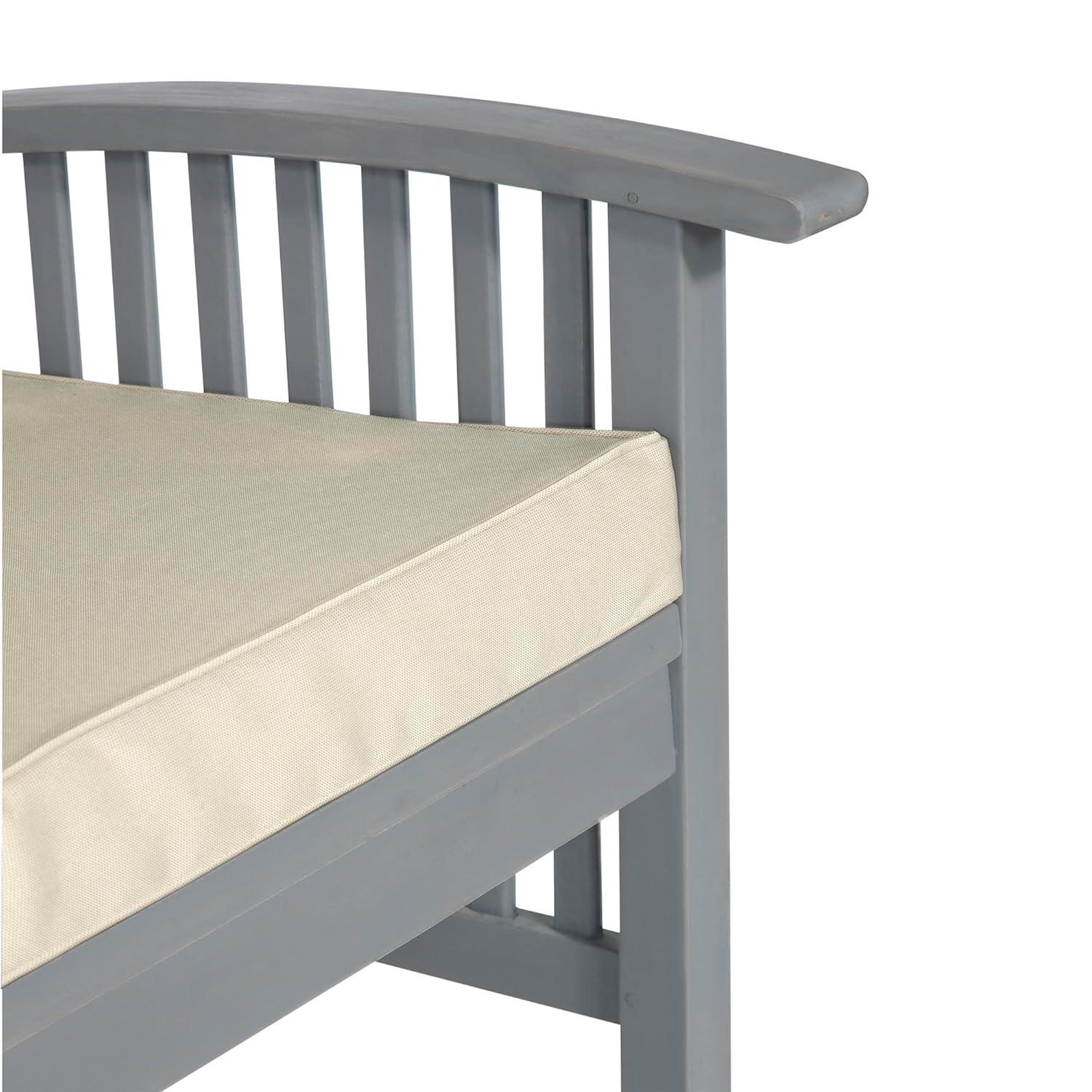 Walker Edison Rendezvous Modern Solid Acacia Wood Patio Loveseat with Cushions, 47 Inch, Grey Wash