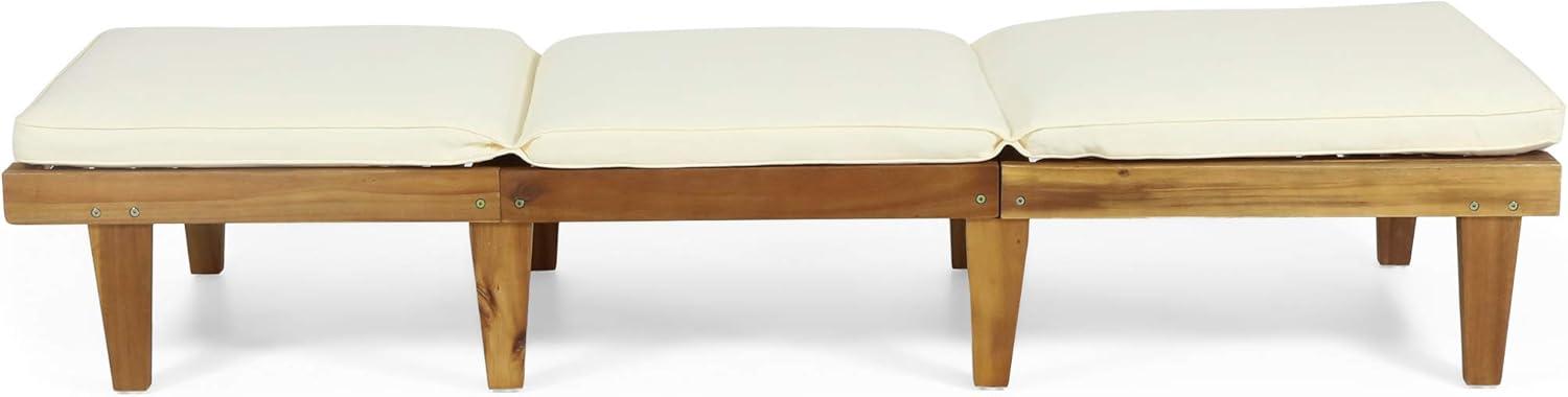 Ariana 3pc Acacia Wood Chaise Lounge Set - Teak/Cream - Christopher Knight Home: Outdoor Seating with Accent Table