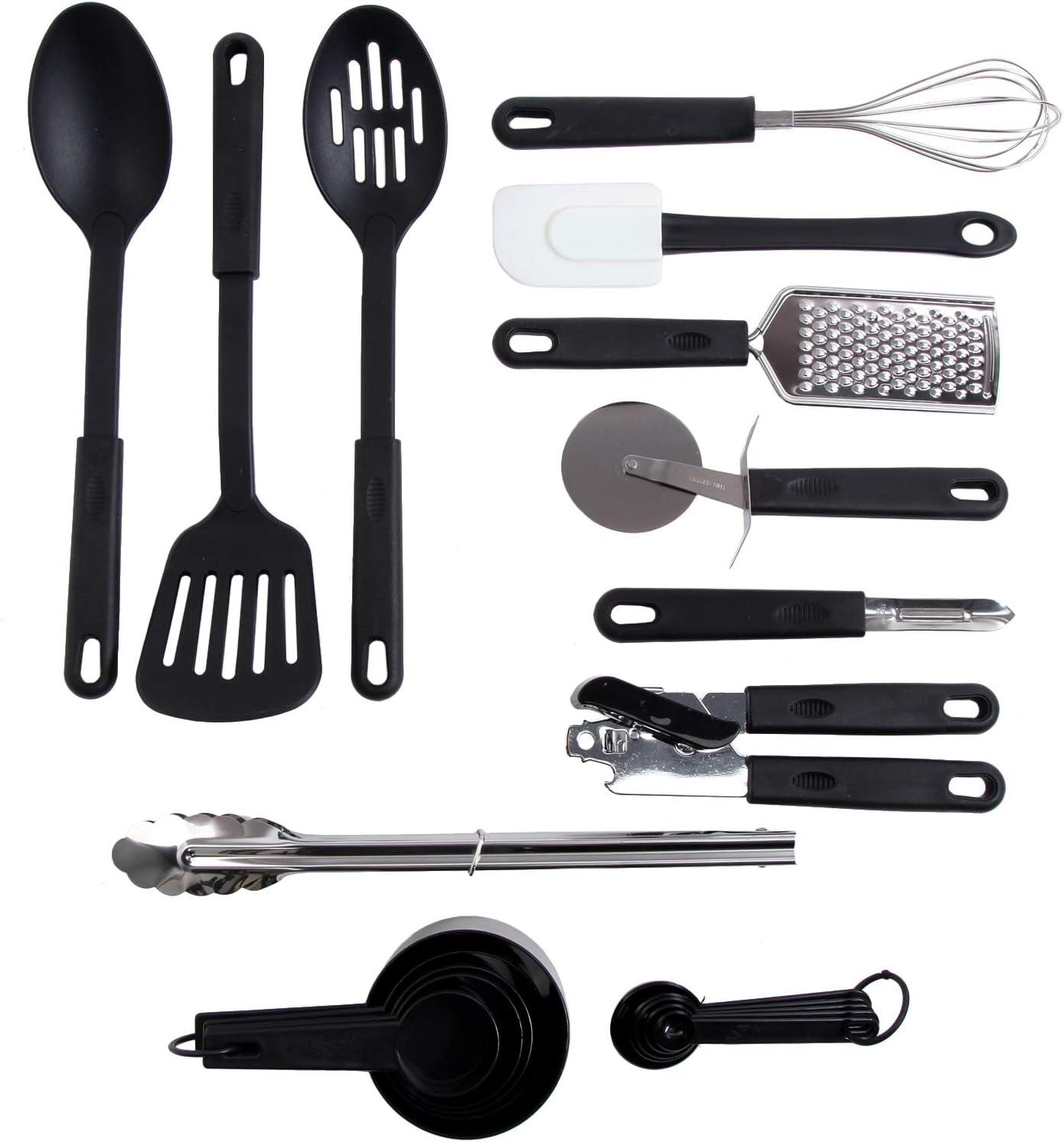 Black 20-Piece Nylon Kitchen Utensil and Gadget Set