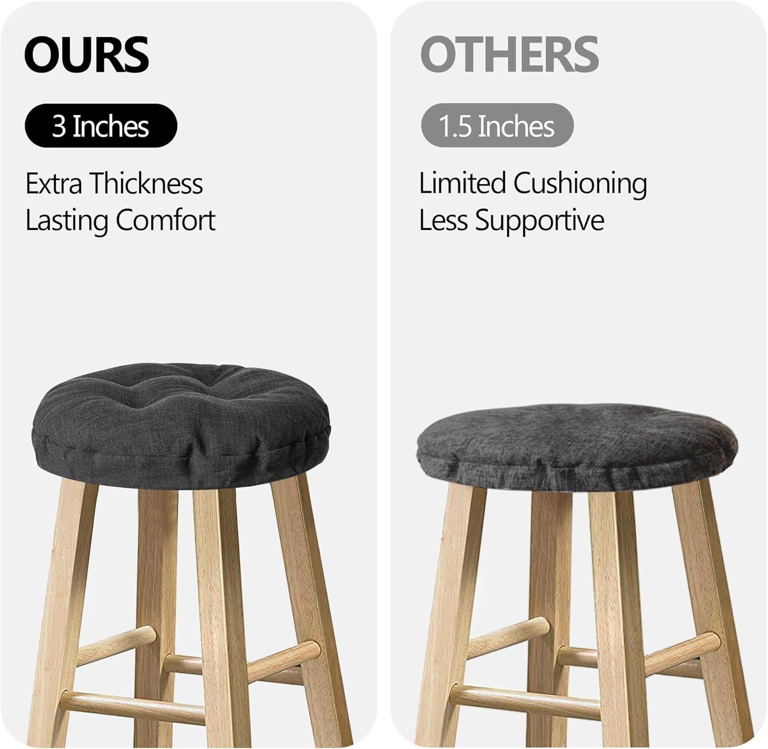 Sunlit Bar Stool Covers - Set of 2 Round Bar Stool Seat Covers, Soft and Cushioned Bar Chair Covers, Easy to Install and Wash, Cover Only, 12 Inch Diameter, Black