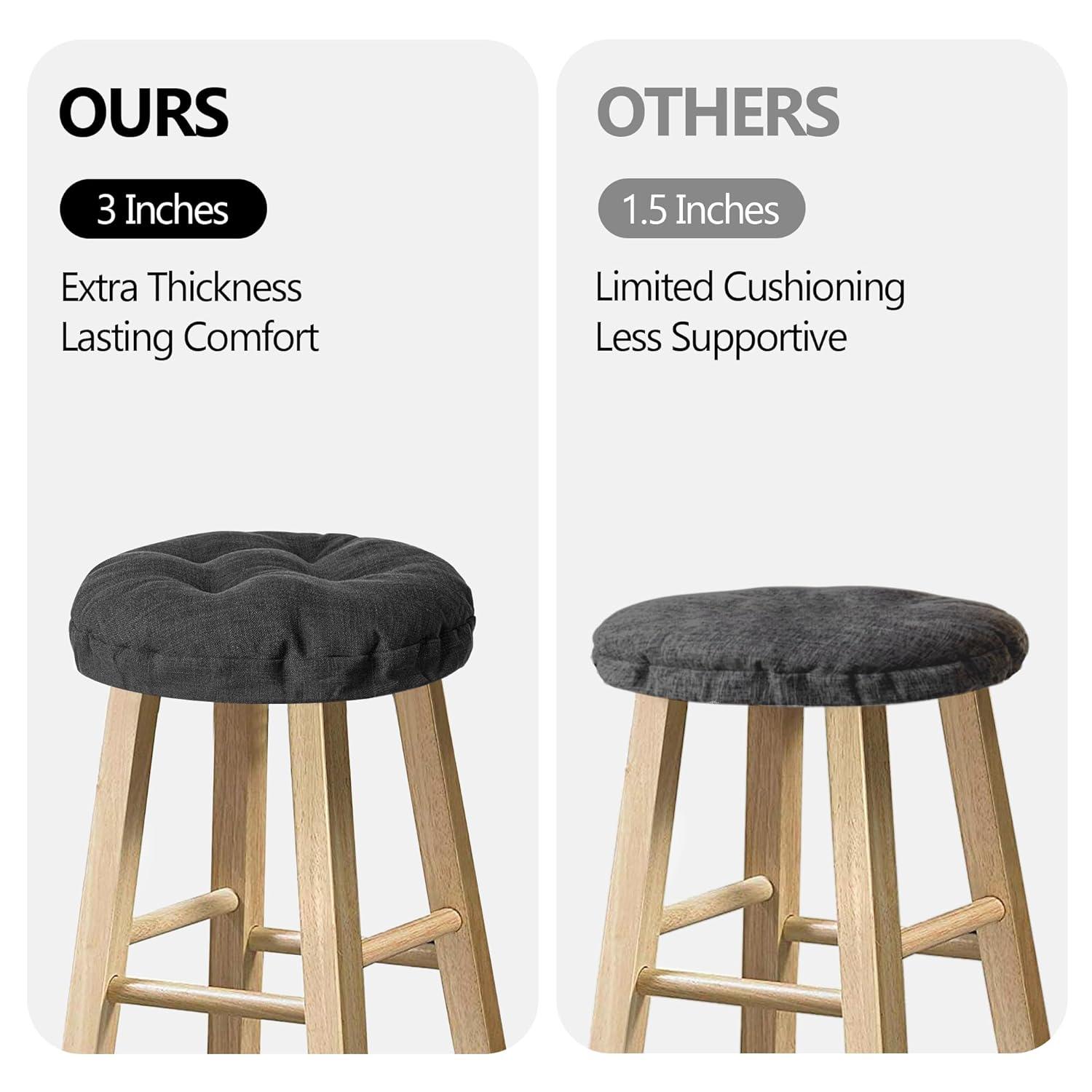 Sunlit Bar Stool Covers - Set of 2 Round Bar Stool Seat Covers, Soft and Cushioned Bar Chair Covers, Easy to Install and Wash, Cover Only, 12 Inch Diameter, Black