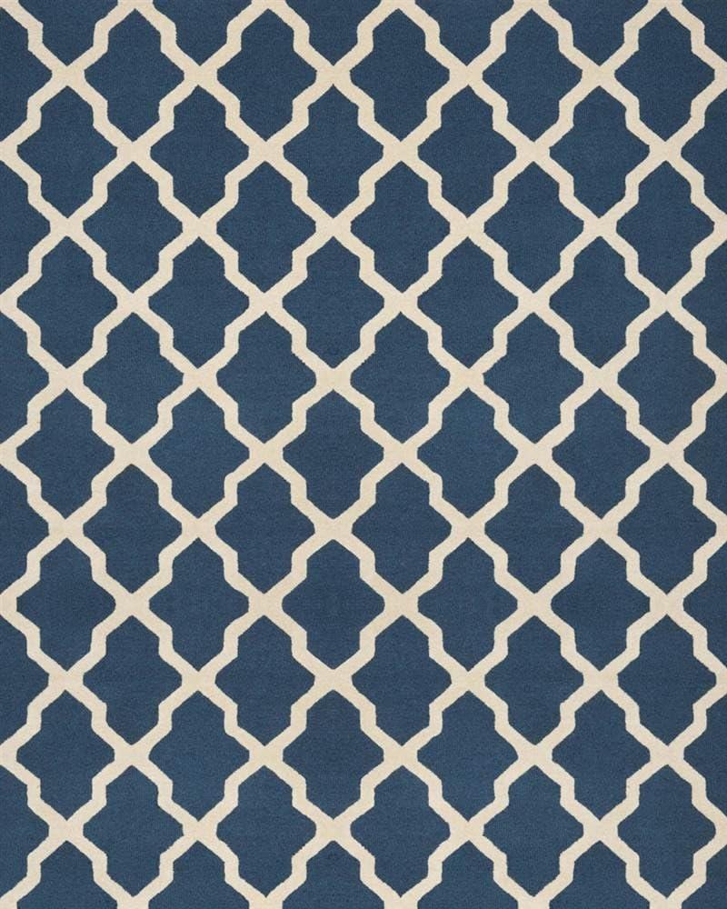 SAFAVIEH Cambridge Liam Geometric Wool Area Rug, Navy Blue/Ivory, 12' x 18'