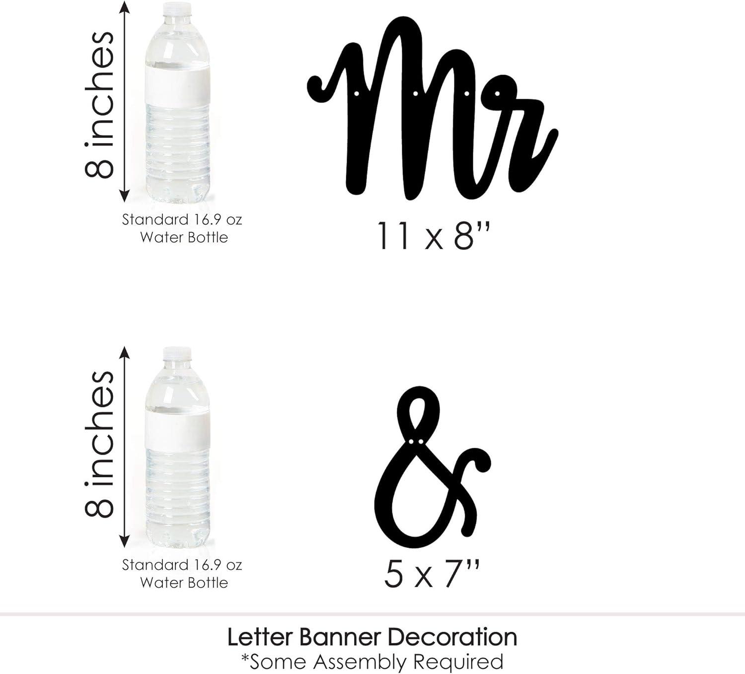 Big Dot of Happiness Mr. and Mrs. - Black & White Wedding or Bridal Shower Letter Banner Decoration - 36 Banner Cutouts & Mr. and Mrs. Banner Letters