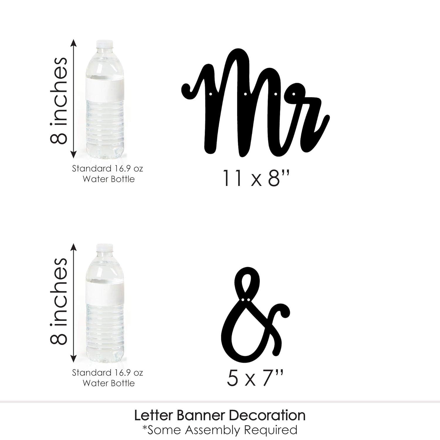 Big Dot of Happiness Mr. and Mrs. - Black & White Wedding or Bridal Shower Letter Banner Decoration - 36 Banner Cutouts & Mr. and Mrs. Banner Letters