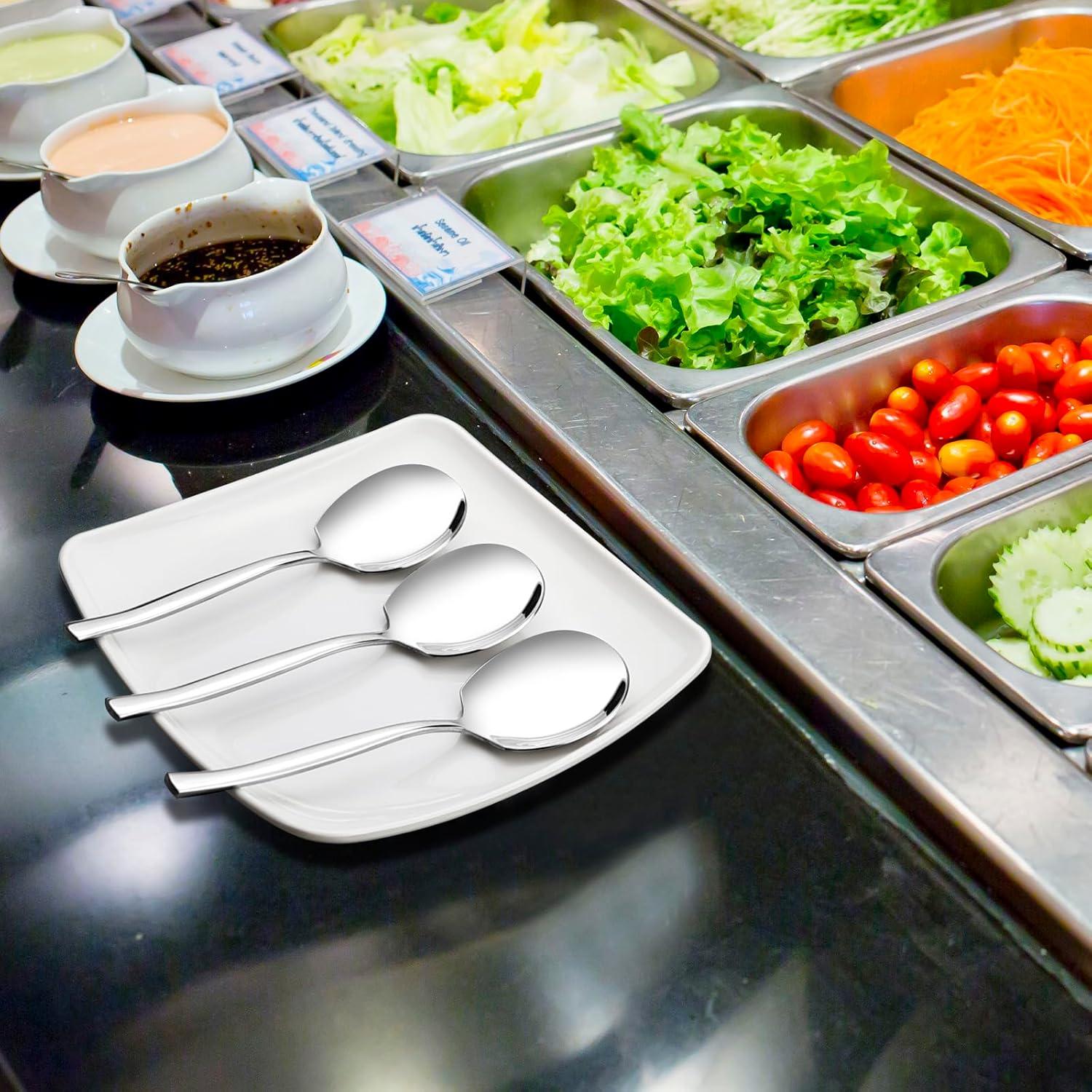 6 Pieces Stainless Steel Serving Spoon, Large Buffet Serving Spoon Set