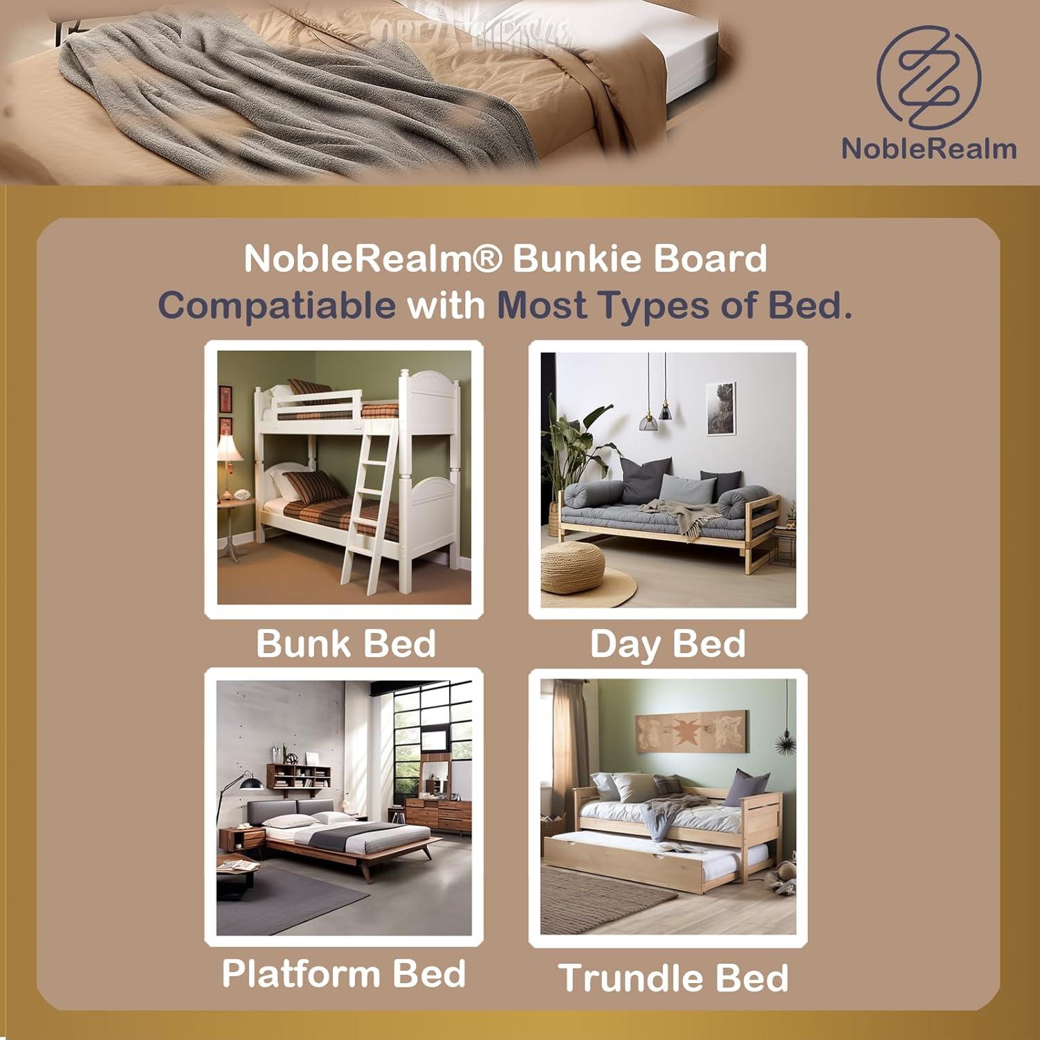 NobleRealm® Bunkie Board | Bed Boards for Under | Full Bed Support Board for Full Size Bed | Slats for Under Mattress Support | Easy Setup (46'x 76' Full Covered Full Size)
