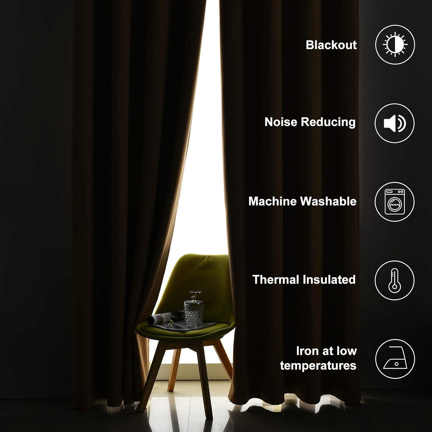 Coodeto Short Blackout Curtains Black, Set of 2, W52 x L63 - Blackout Curtains for Kitchen and Kids Bedroom