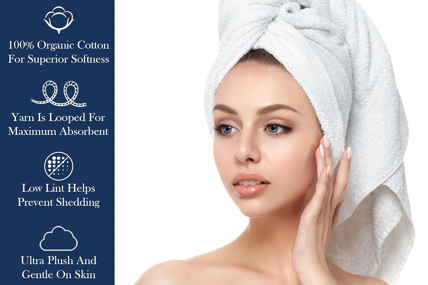 Delara 100% Organic Cotton Luxuriously Plush Bath Towel 10 Piece Set GOTS & OEKO-TEX Certified