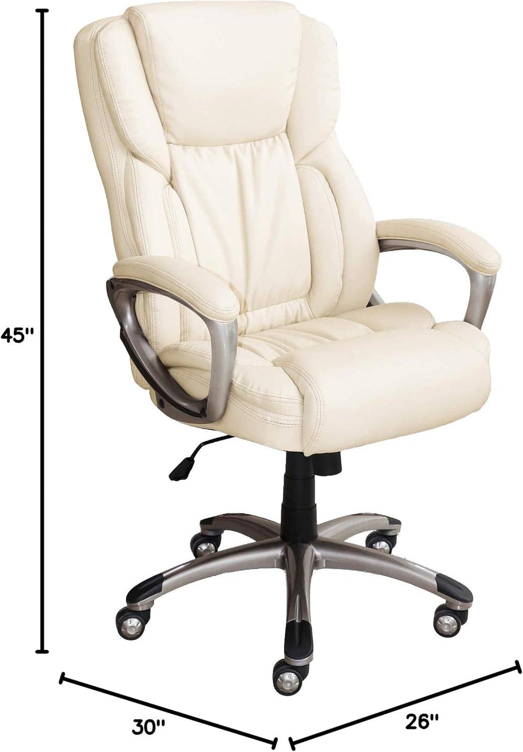 Serta Works Executive Office Chair American Beige: Upholstered, Adjustable, Ergonomic with Padded Back & Seat