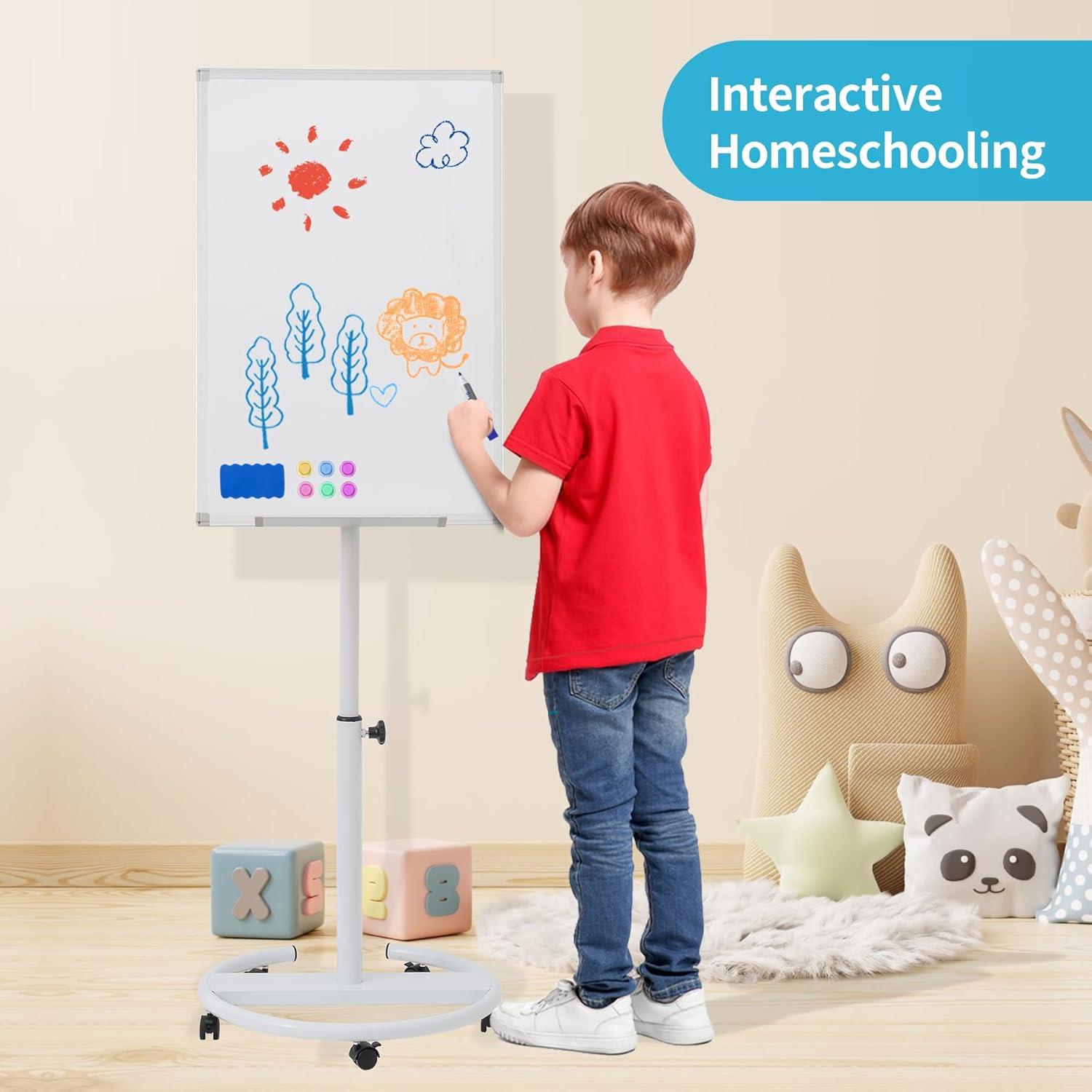 Adjustable Magnetic Whiteboard Easel with Tripod Stand and Flipchart