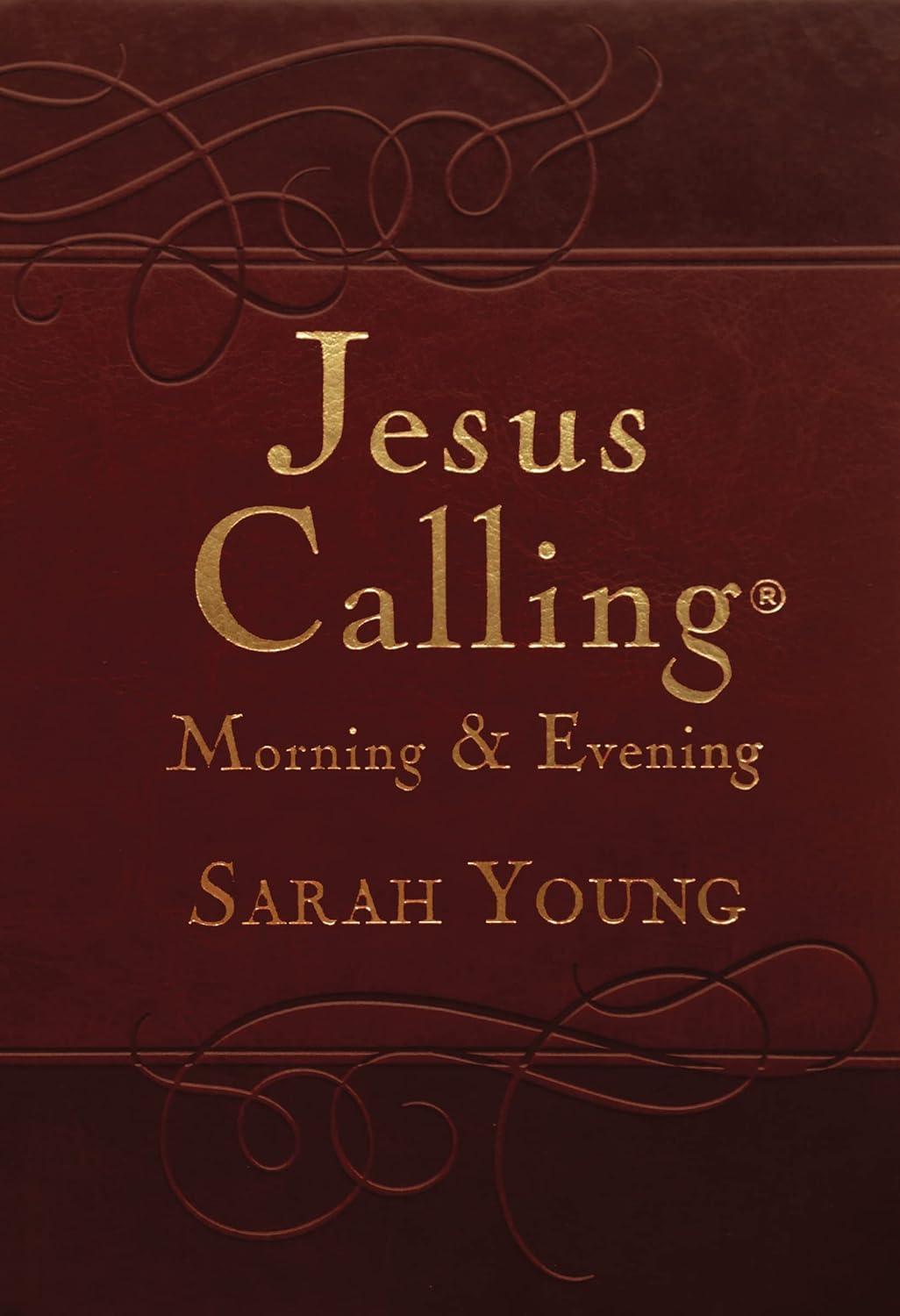 Jesus Calling Morning and Evening, Brown Leathersoft Hardcover, with Scripture References - by  Sarah Young