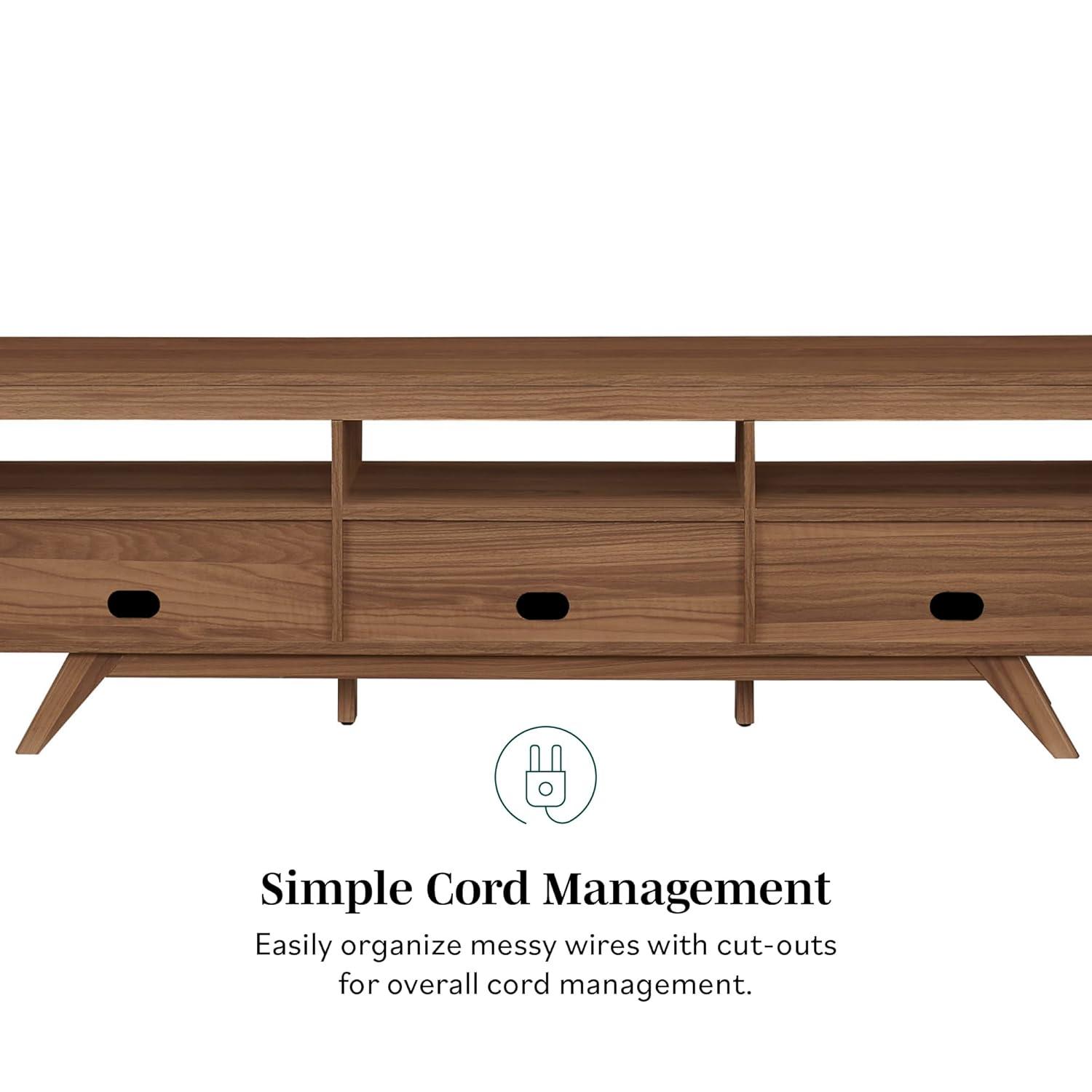 Walker Edison Mid-Century Modern Storage TV Stand for TVs up to 80”, Mocha