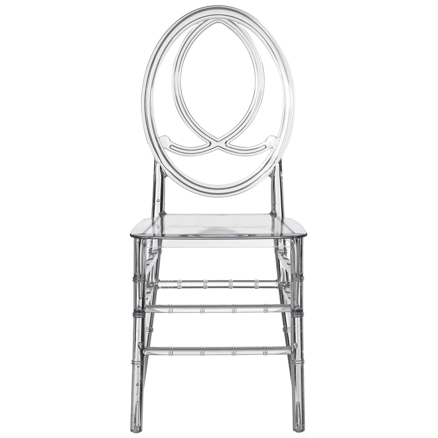 Fabulaxe Modern Acrylic Phoenix Dining Chair, Stackable Transparent Party Chair, Crystal Clear Acrylic Chair for Events and Weddings, Single