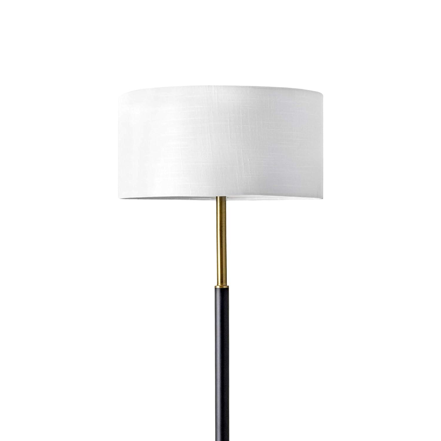 Marshall 61" Black and Brass Metal Floor Lamp with Fabric Shade