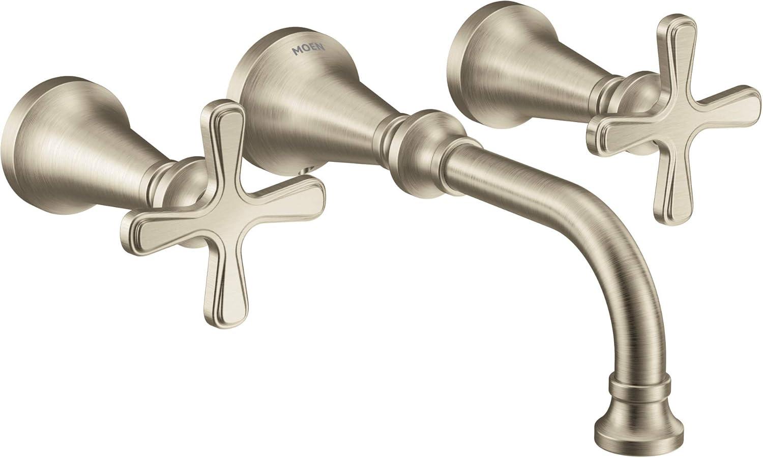 Classic Elegance Brushed Nickel 2-Handle Wall-Mount Bathroom Faucet