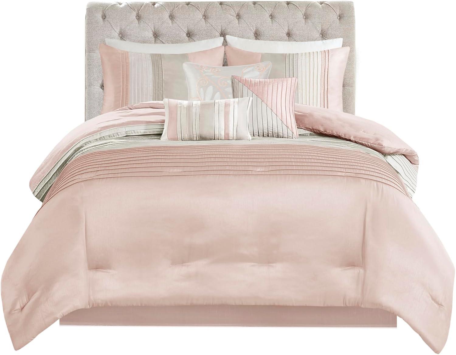 Madison Park Amherst 7 Piece Striped and Pleated Comforter Set
