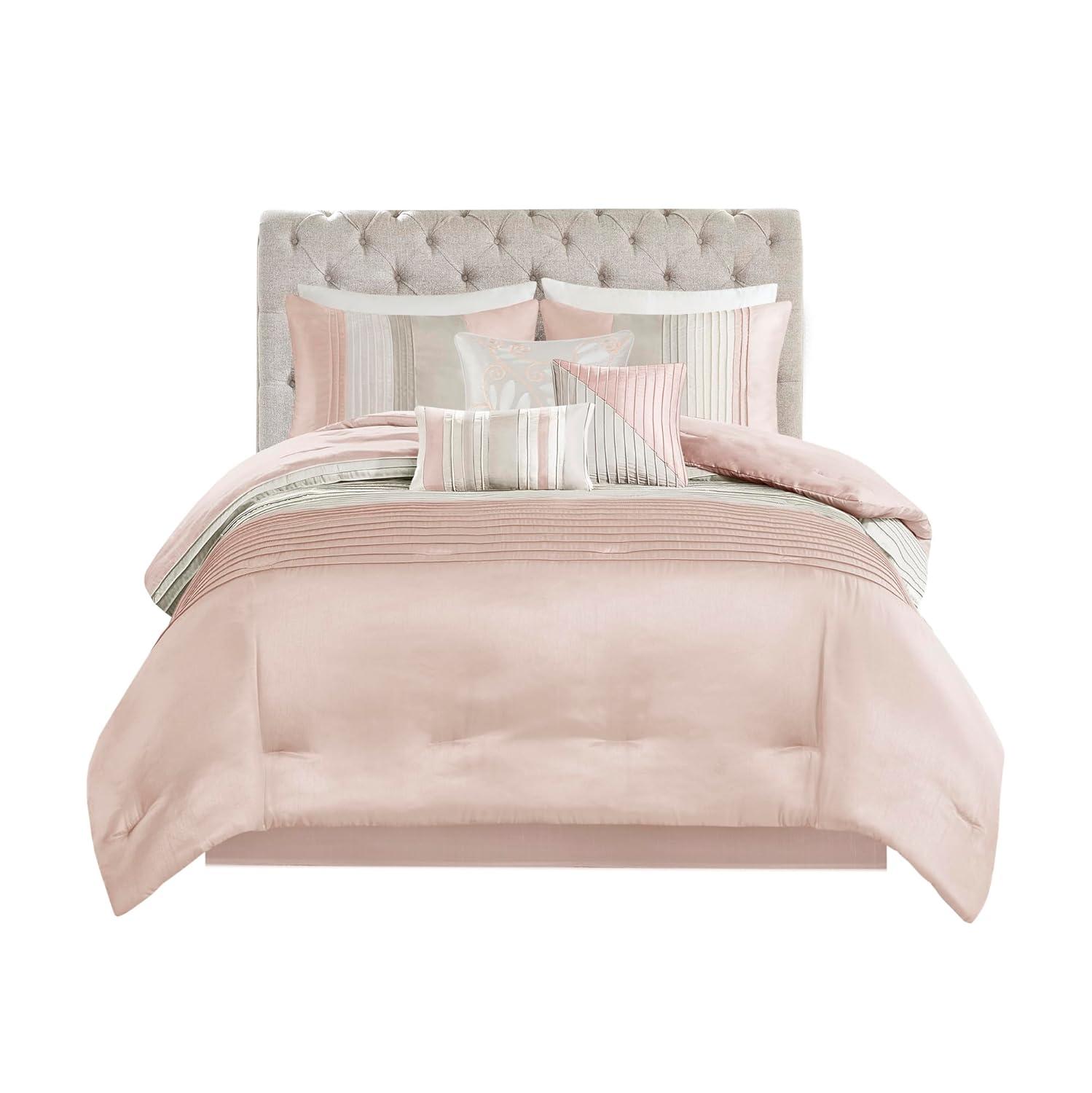 Madison Park Amherst 7 Piece Striped and Pleated Comforter Set