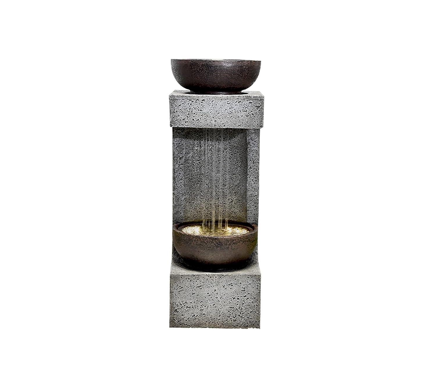 Hi-Line Gift Ltd. 34" H Rainfall Fountain with Bowl On Top with LEDS