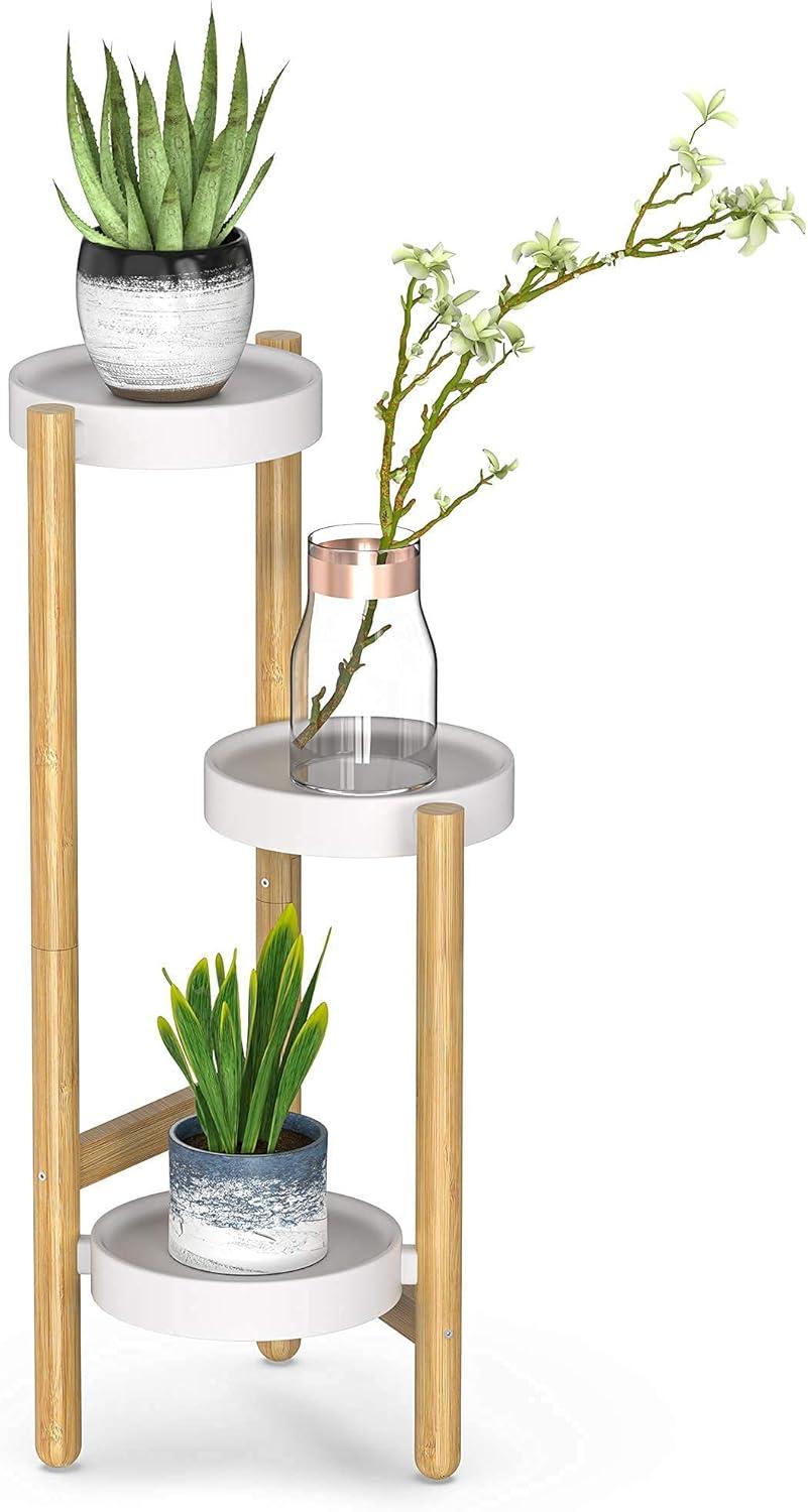 Corner Plant Stand Indoor, 3 Tier Tall Bamboo Plant Stand Holder & Plant Shelf Display Rack for Indoor Home Decor (3 Tier Stand)