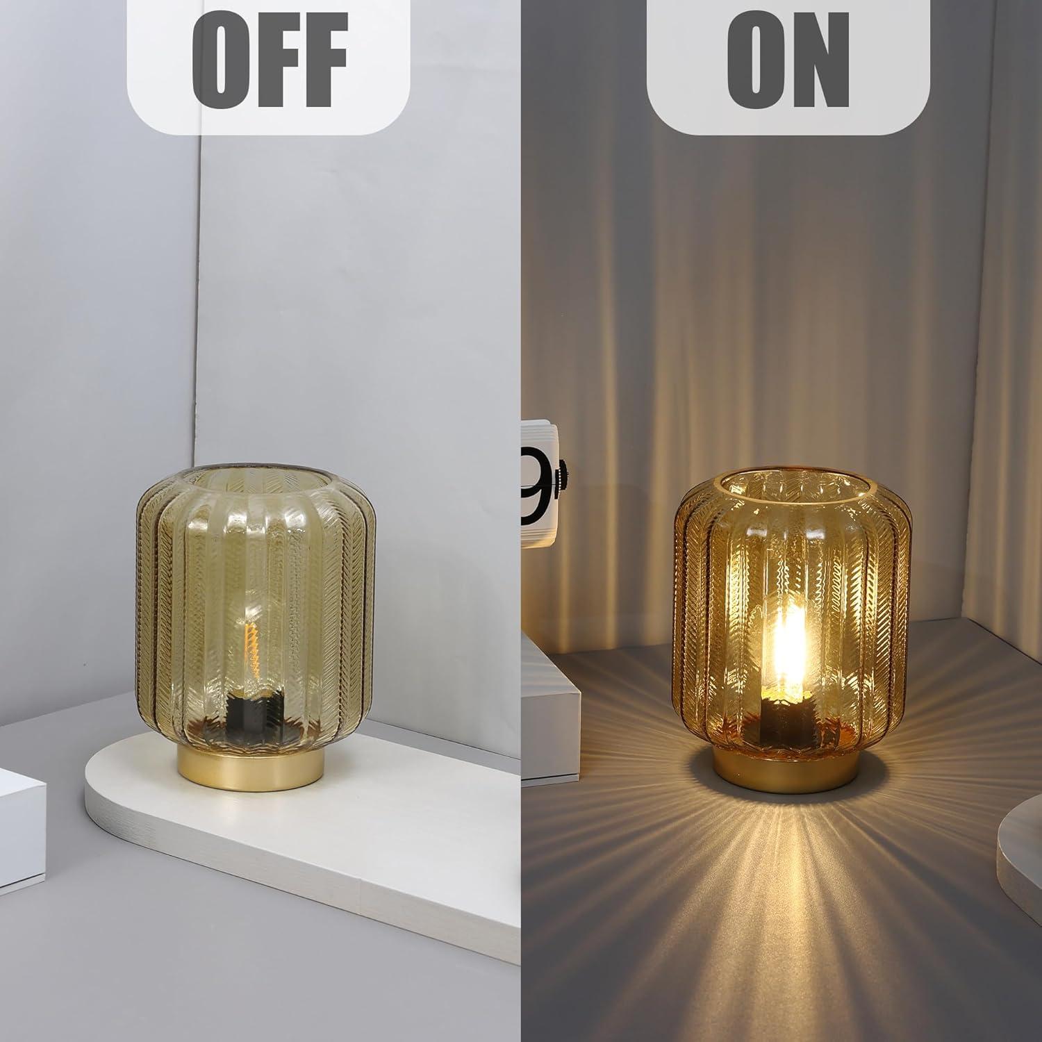 Gold Glass Cordless LED Table Lamp for Outdoor and Indoor Use