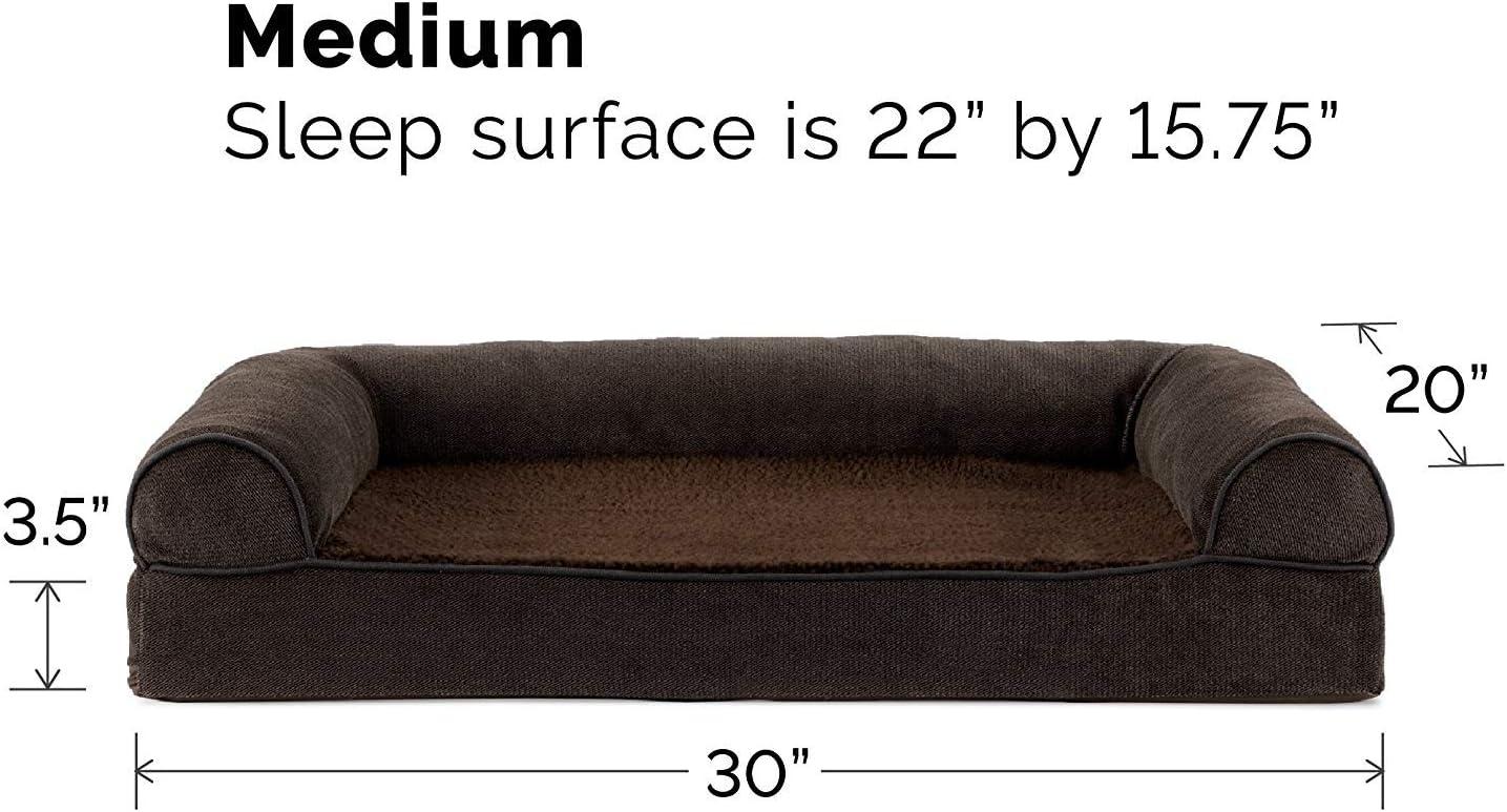 FurHaven Faux Fleece & Chenille Orthopedic Sofa Dog Bed