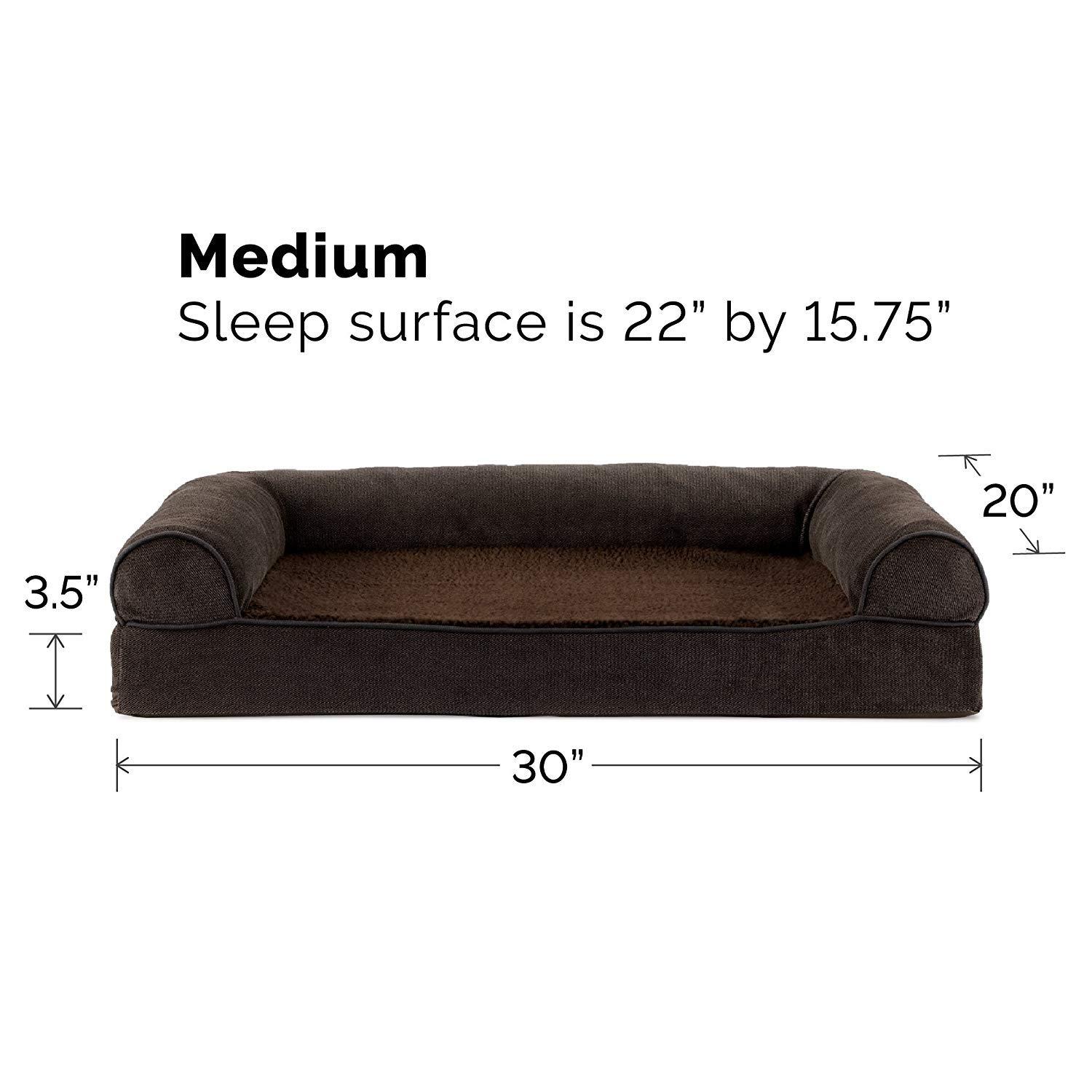 FurHaven Faux Fleece & Chenille Soft Woven Orthopedic Sofa Pet Bed