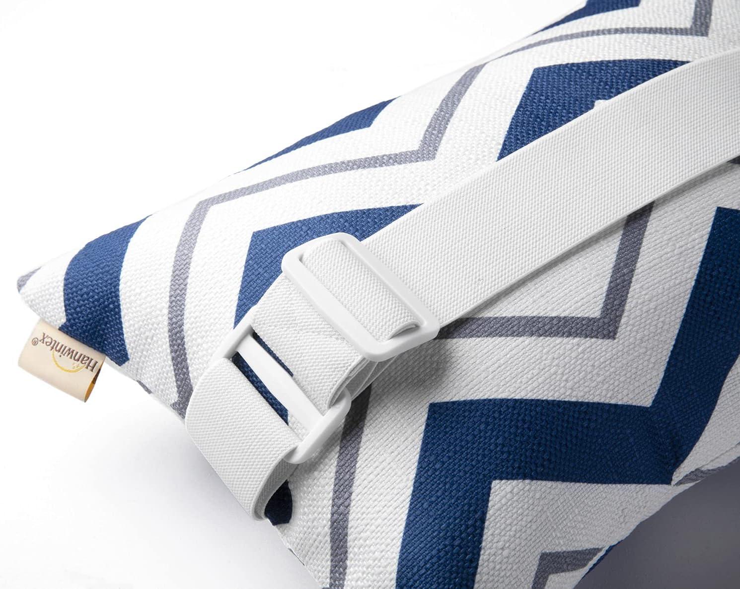 Outdoor Pillows for Lounge Chair Head Resting, Small Square Decotative Pillow with Adjustable Stripe for Recliner, Office Chair,Car Seat,Sofa Neck or Lumbar Attachment,Waterproof 2pack